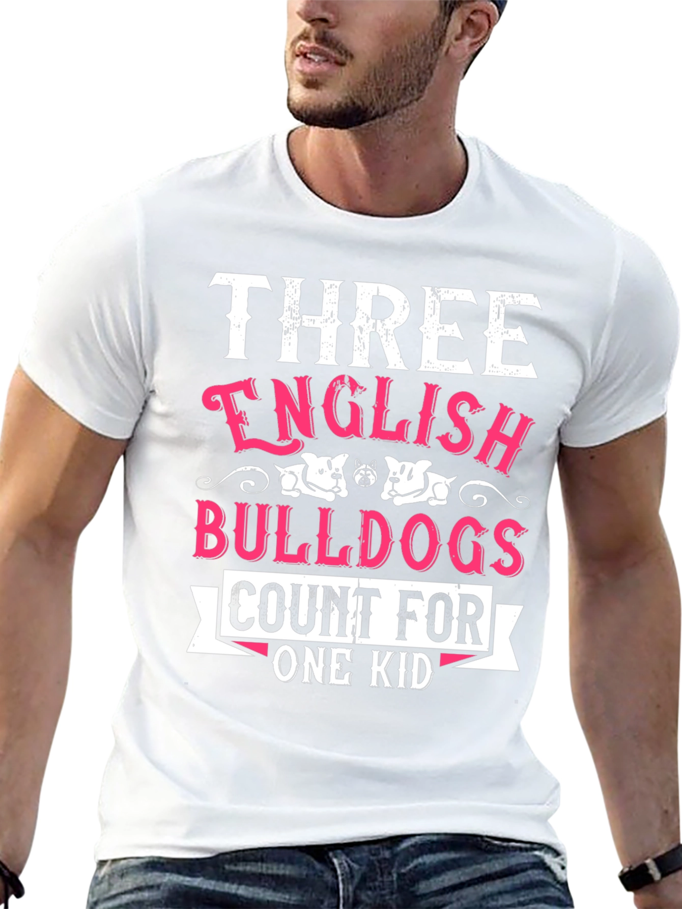 Three English Bulldogs Count For One Kid T-Shirt