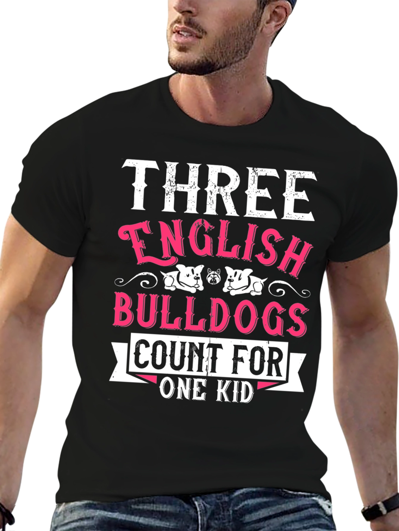 Three English Bulldogs Count For One Kid T-Shirt
