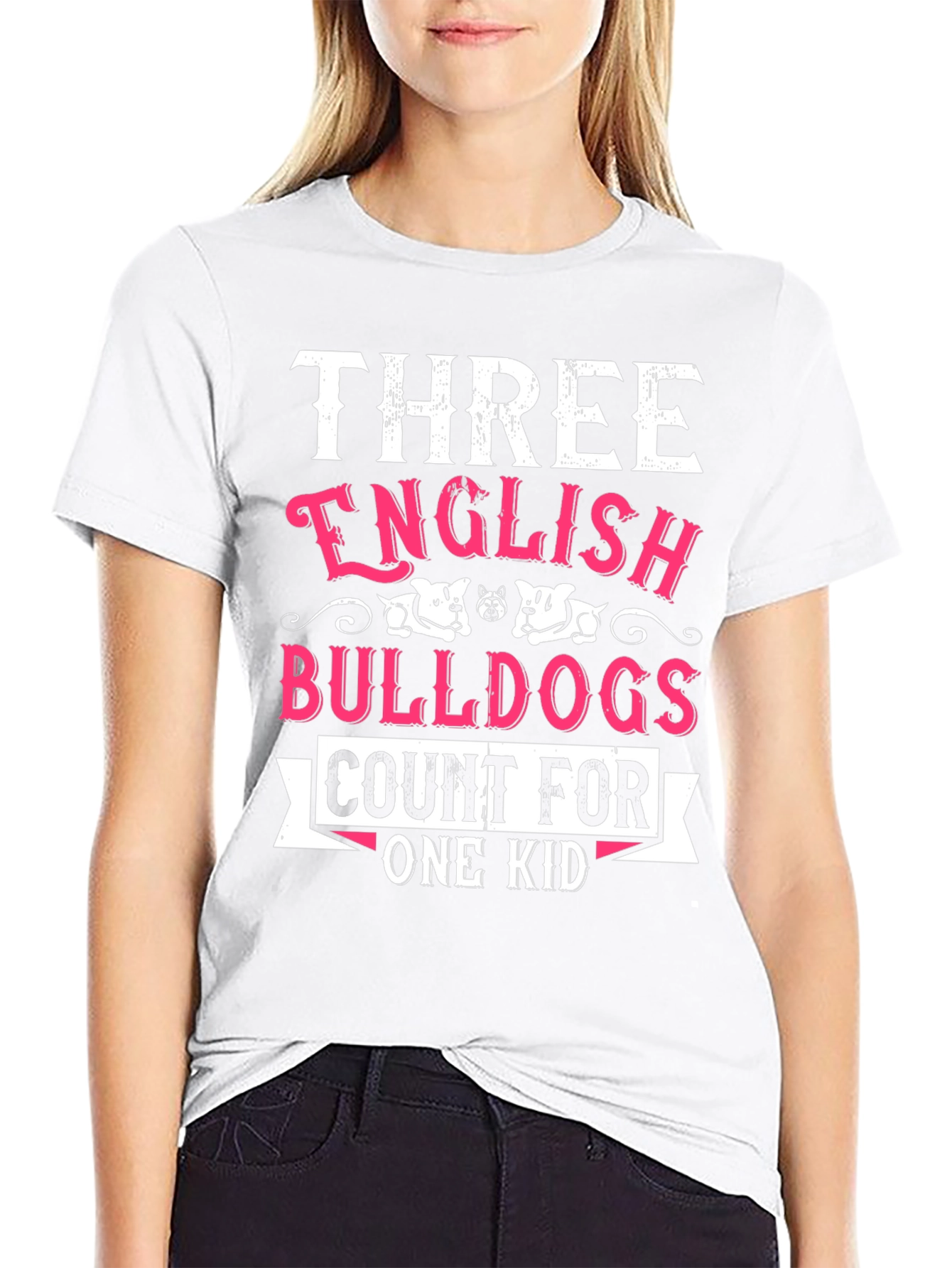 Three English Bulldogs Count For One Kid T-Shirt