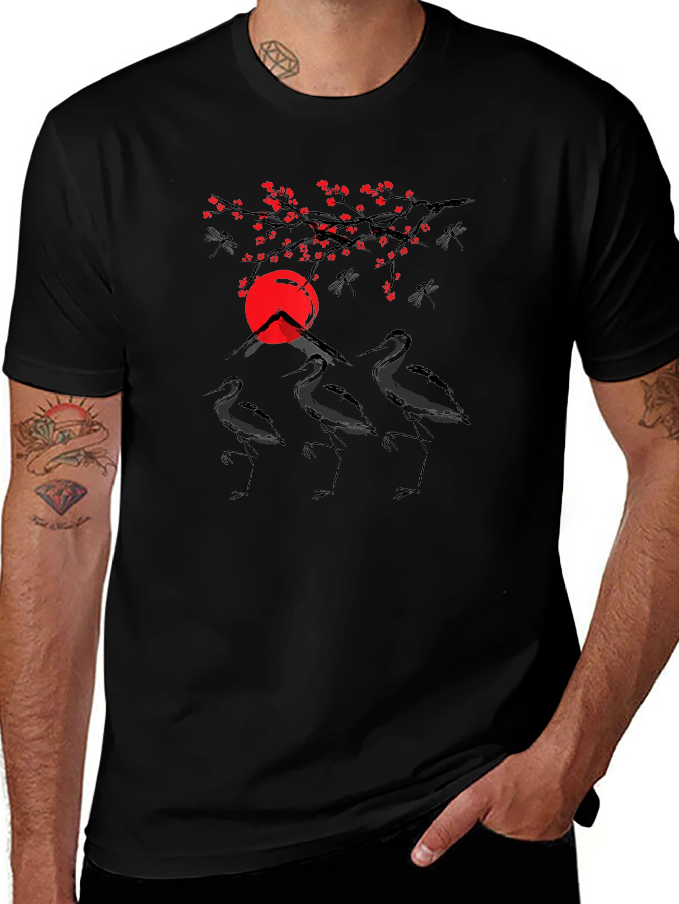 Crane and Sunset Graphic Tee