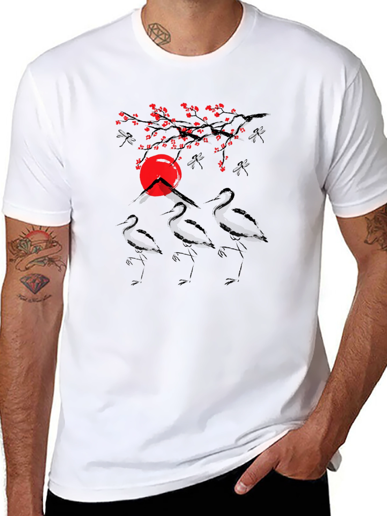 Crane and Sunset Graphic Tee