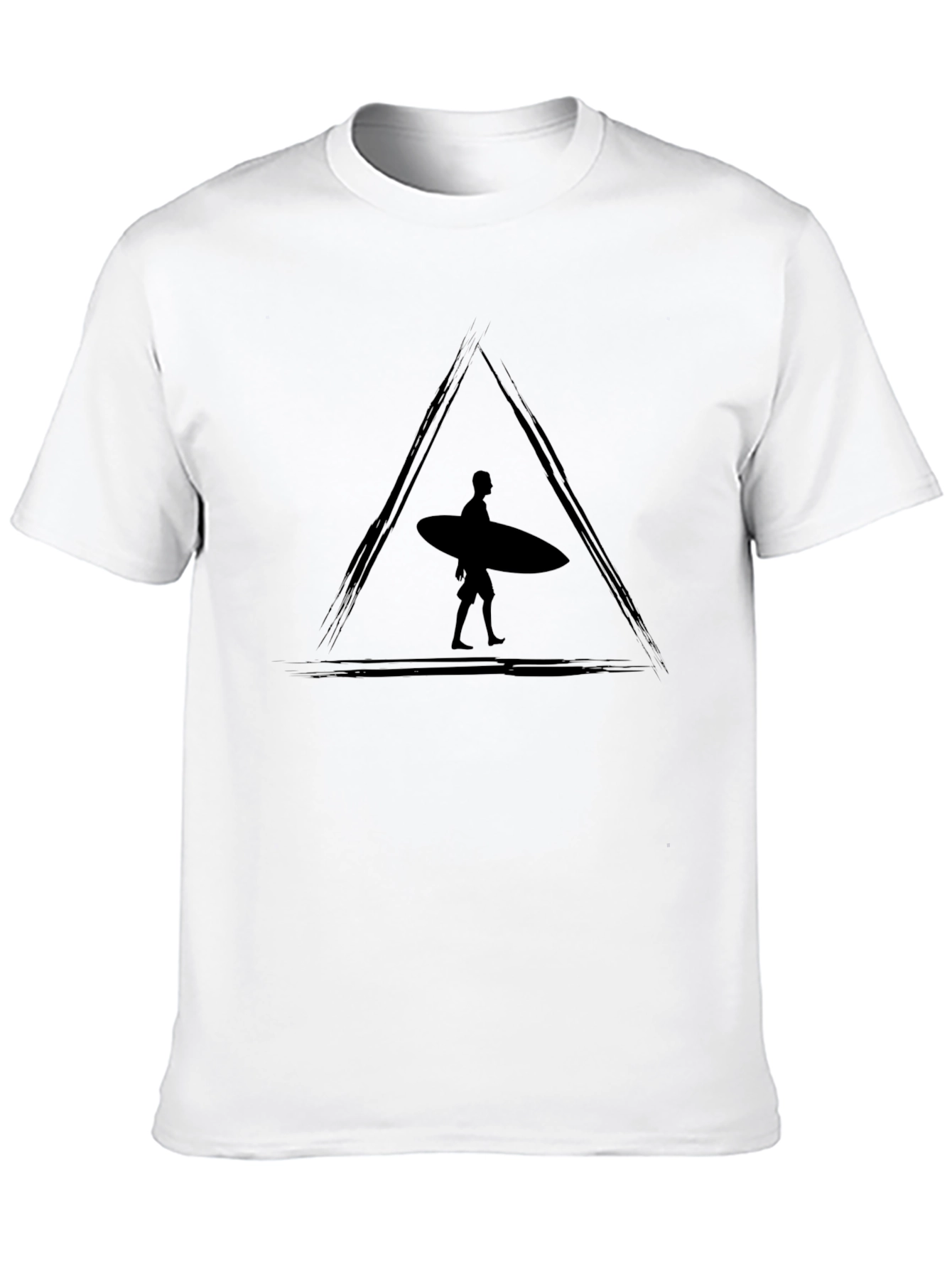 Black Surfboard Triangle Graphic Tee - Stylish Mens T-Shirt