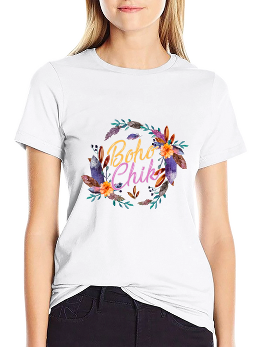 Boho Chic Graphic Tee - Stylish Black T-Shirt