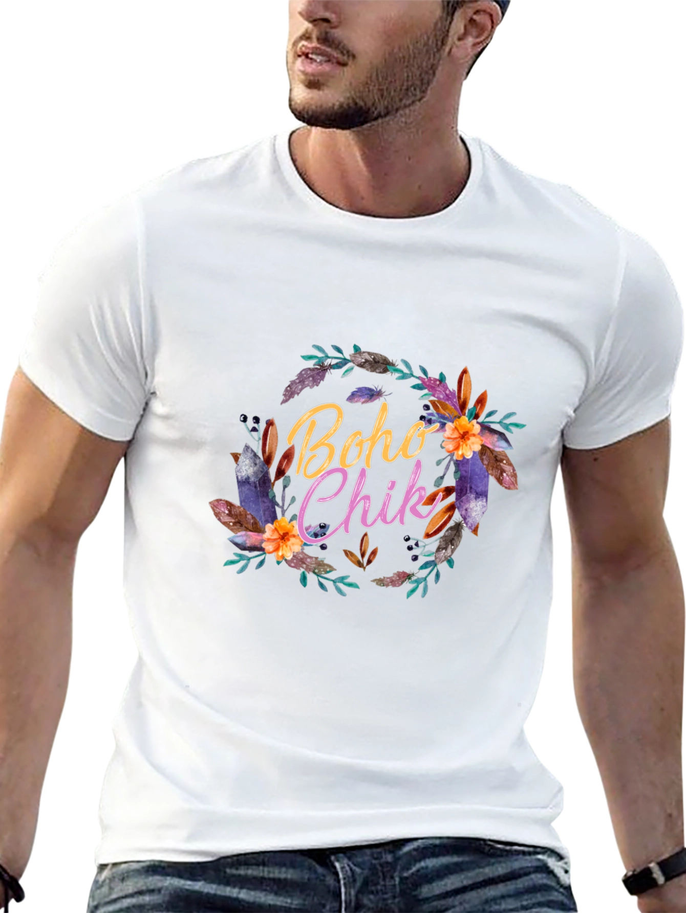 Boho Chic Graphic Tee - Stylish Black T-Shirt