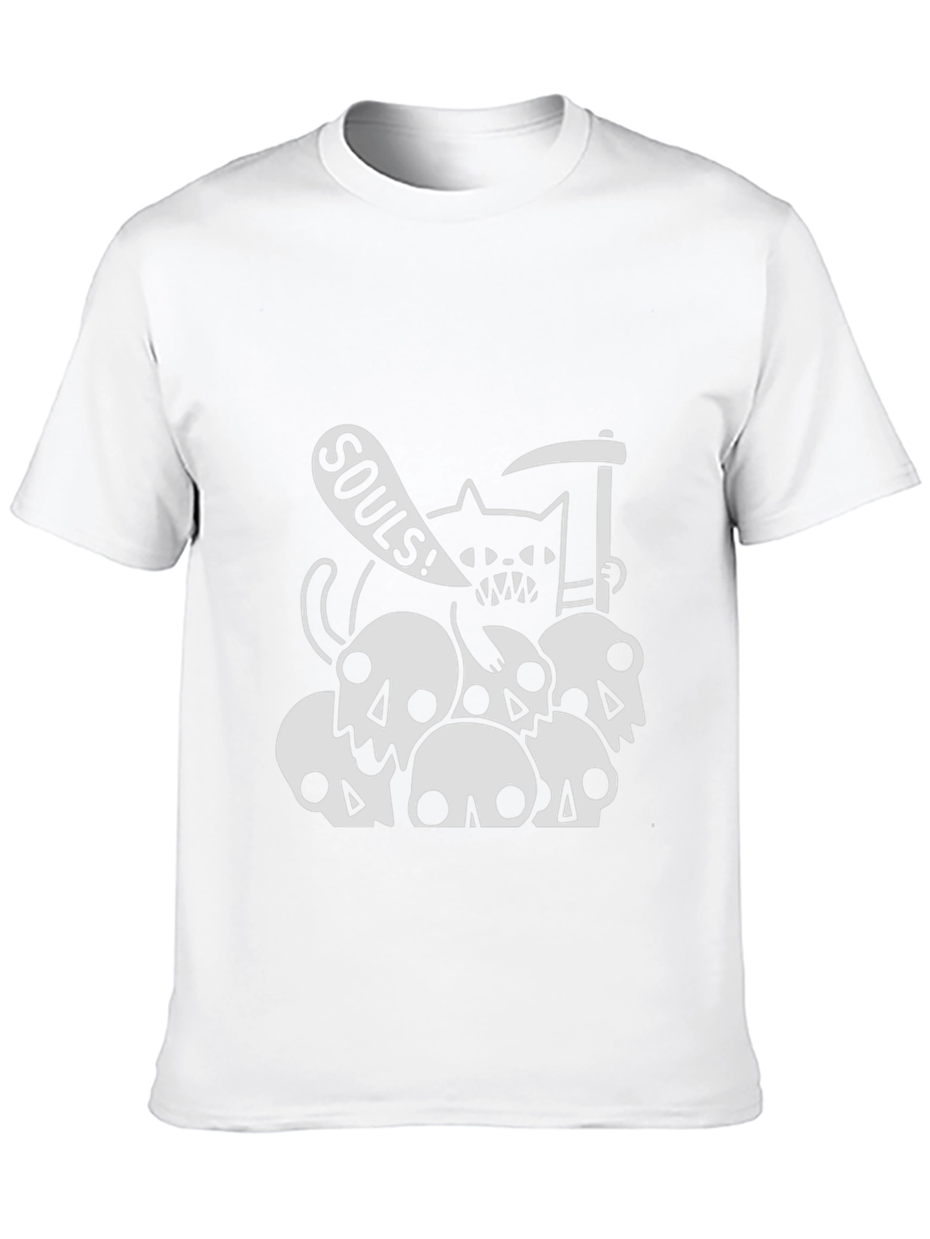 Grim Reaper Cat on Skulls T-Shirt - Black