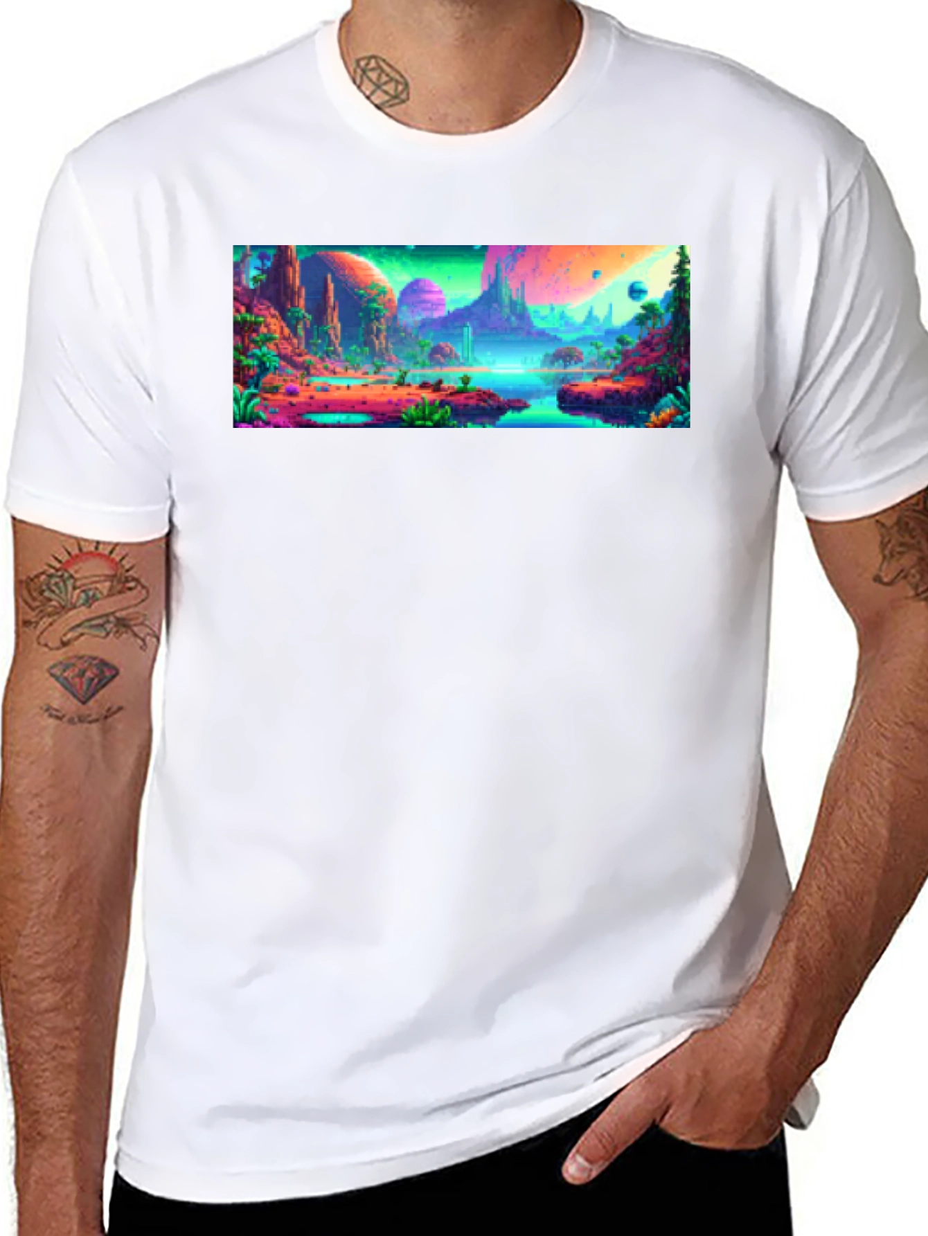 Vibrant Alien Landscape Graphic Tee