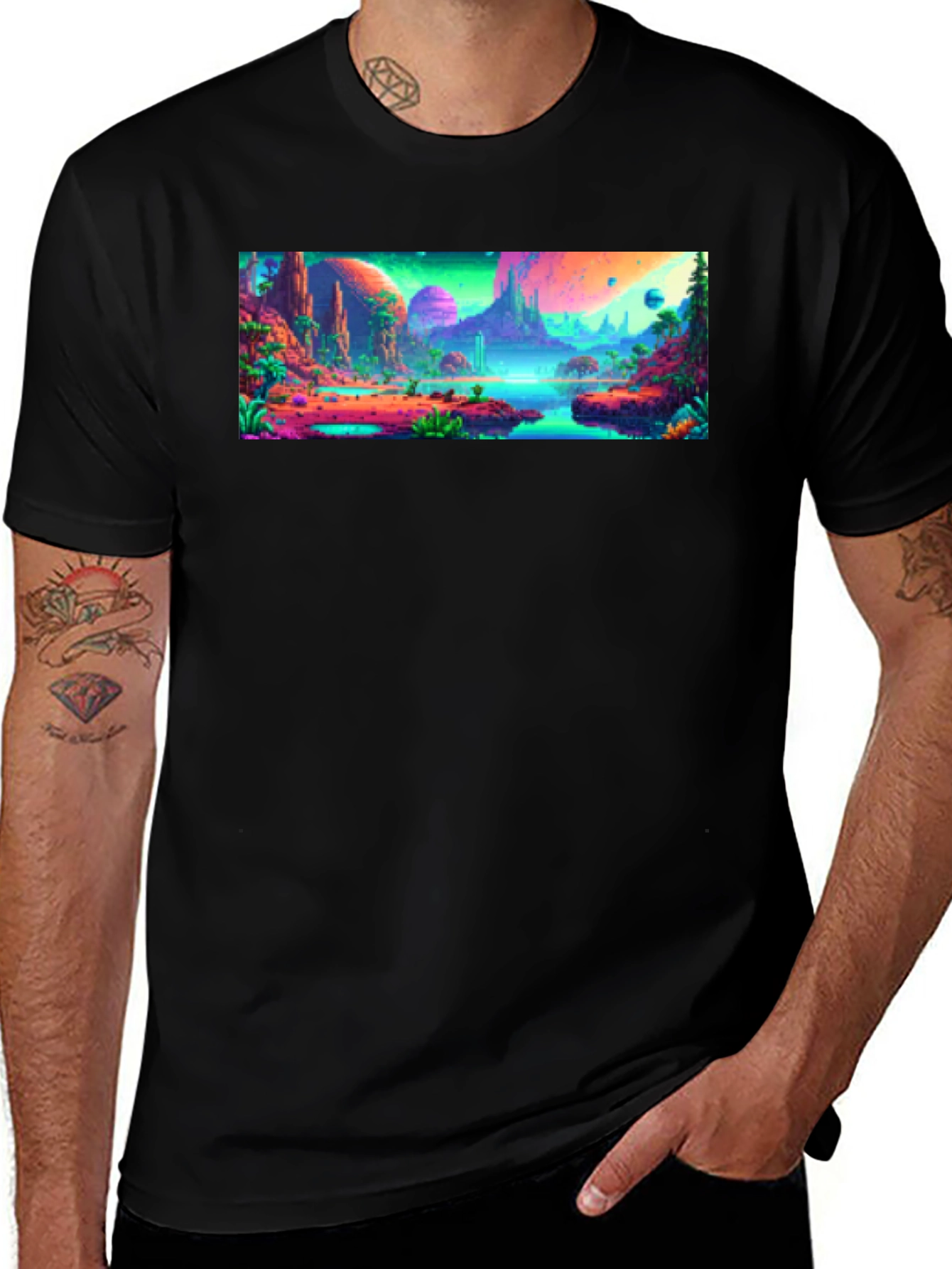 Vibrant Alien Landscape Graphic Tee