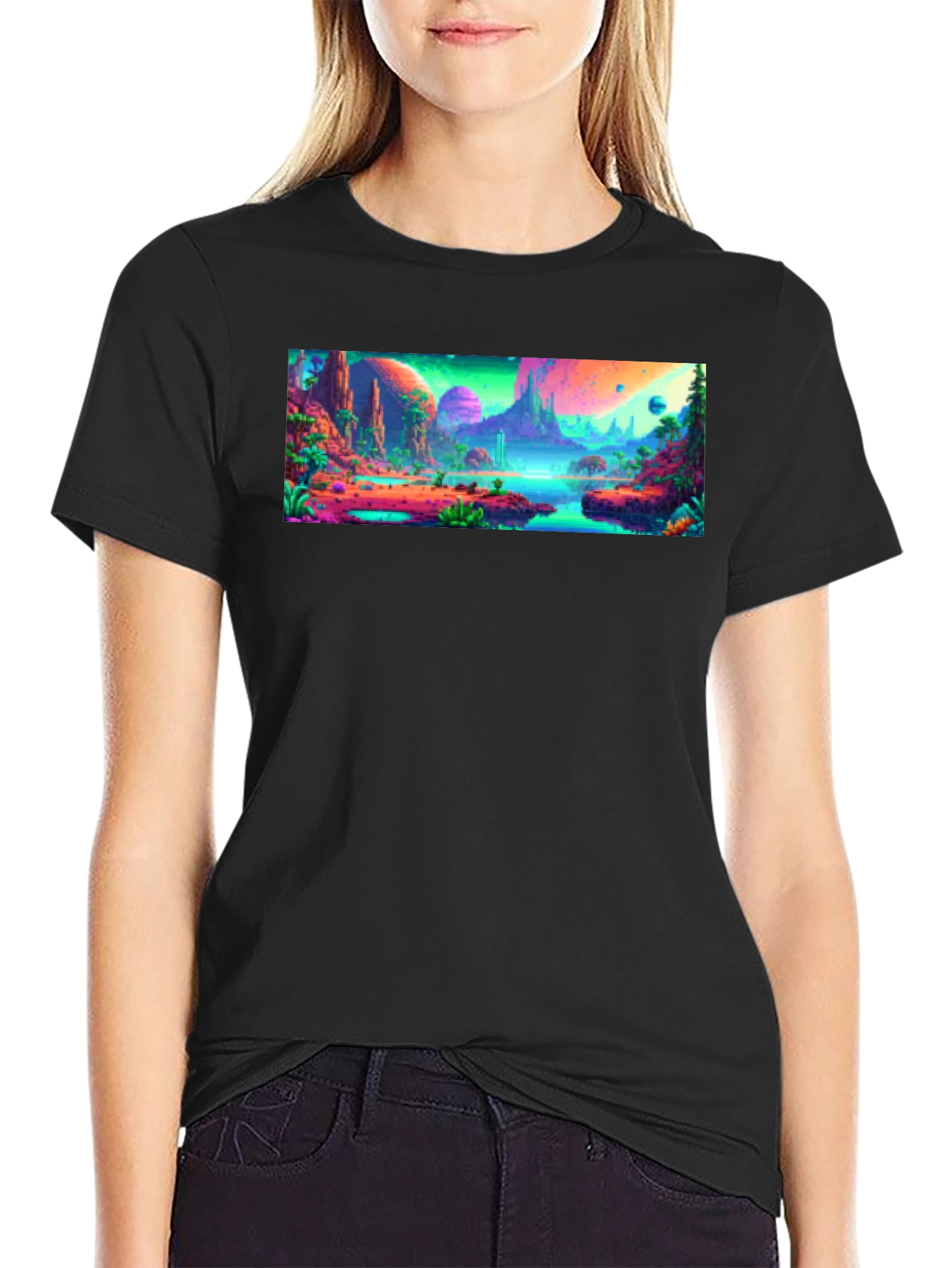 Vibrant Alien Landscape Graphic Tee