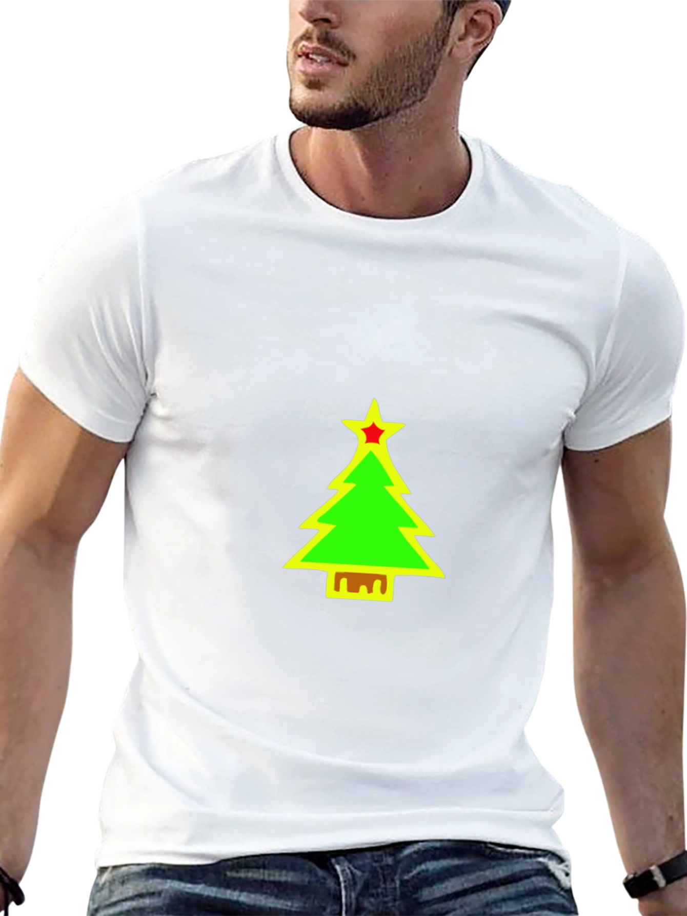 Festive Christmas Tree Graphic Black T-Shirt