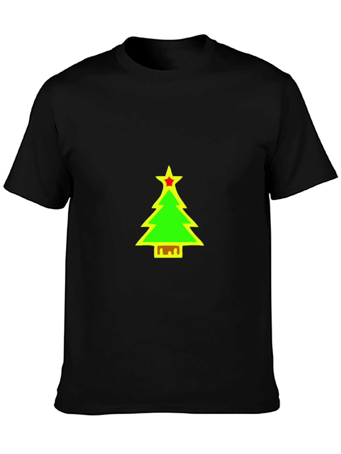 Festive Christmas Tree Graphic Black T-Shirt