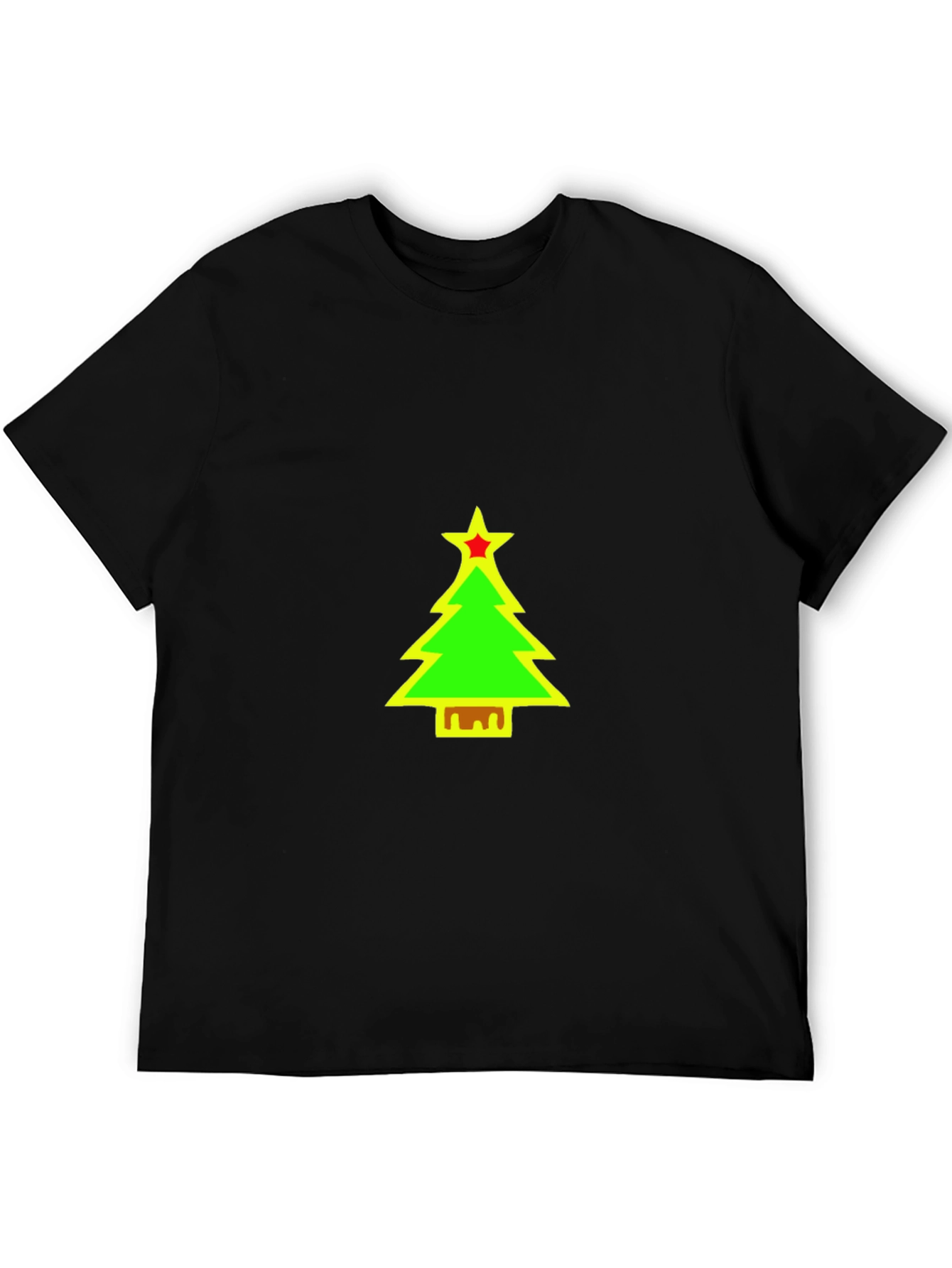 Festive Christmas Tree Graphic Black T-Shirt