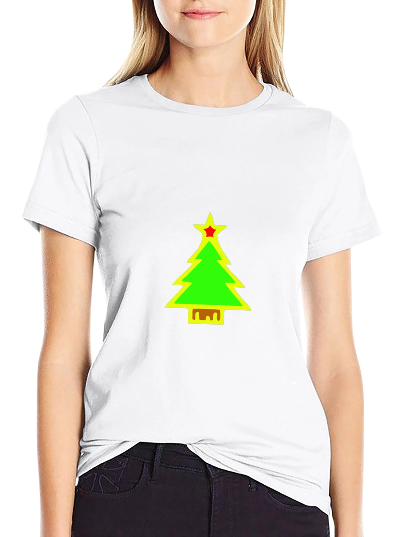 Festive Christmas Tree Graphic Black T-Shirt