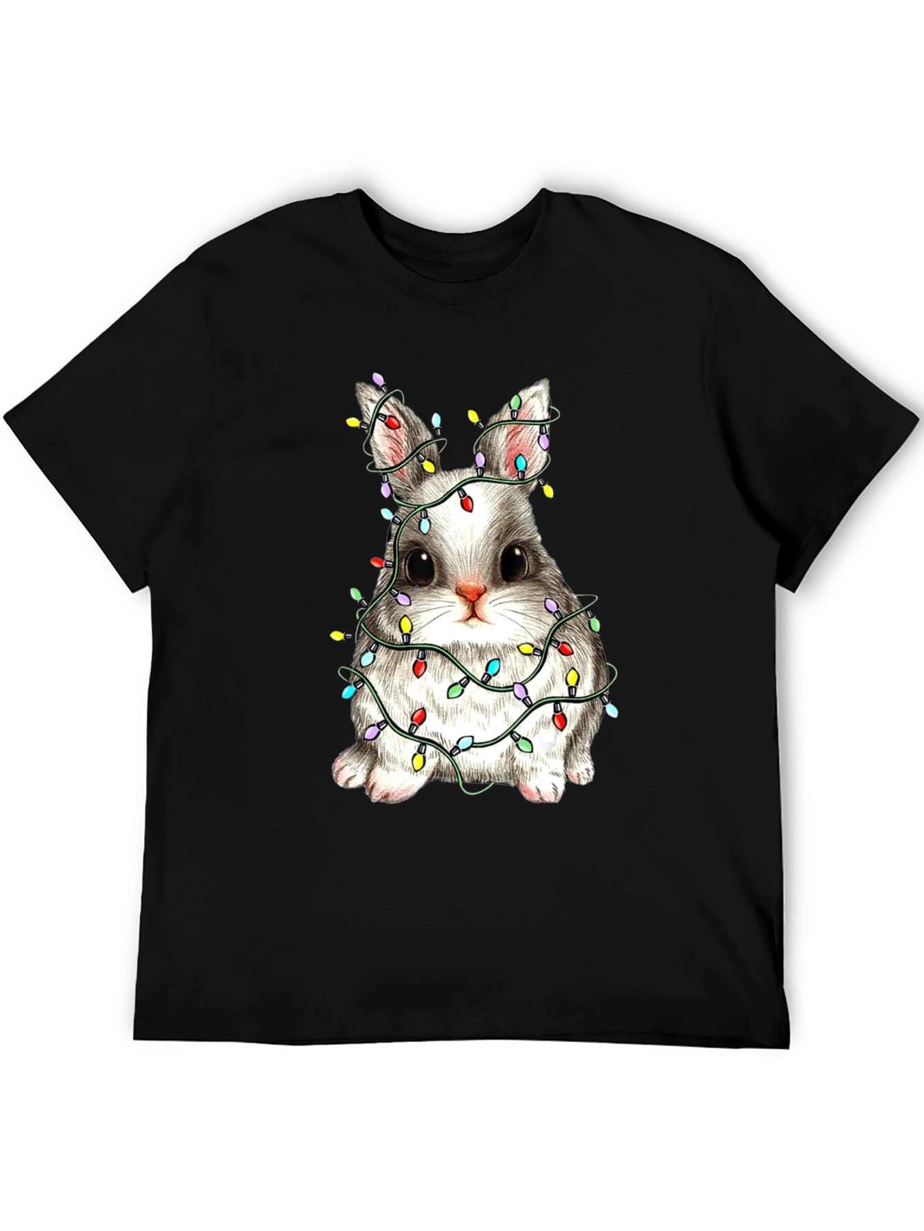 Festive Bunny T-Shirt - Holiday Lights Design