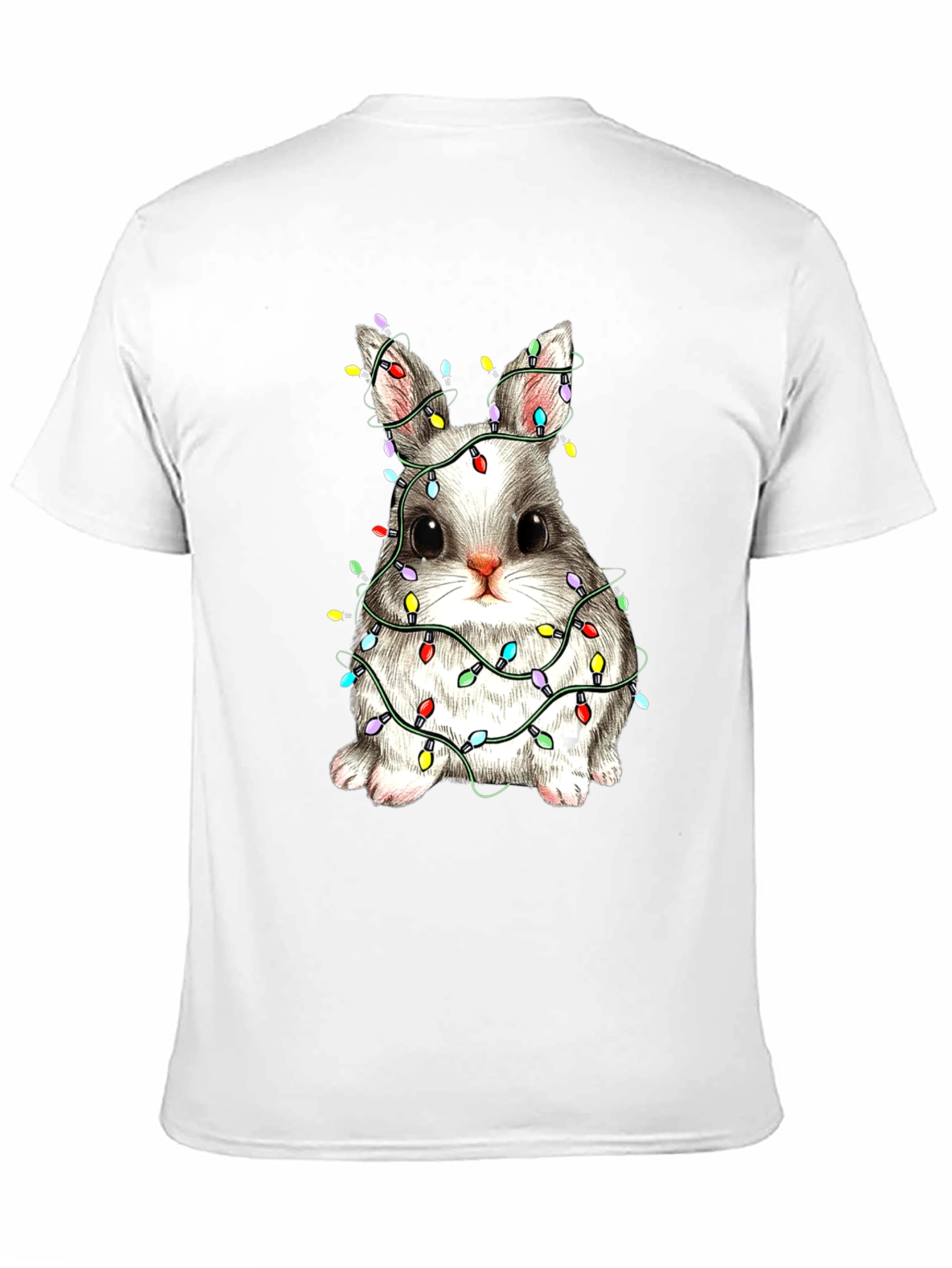 Festive Bunny T-Shirt - Holiday Lights Design