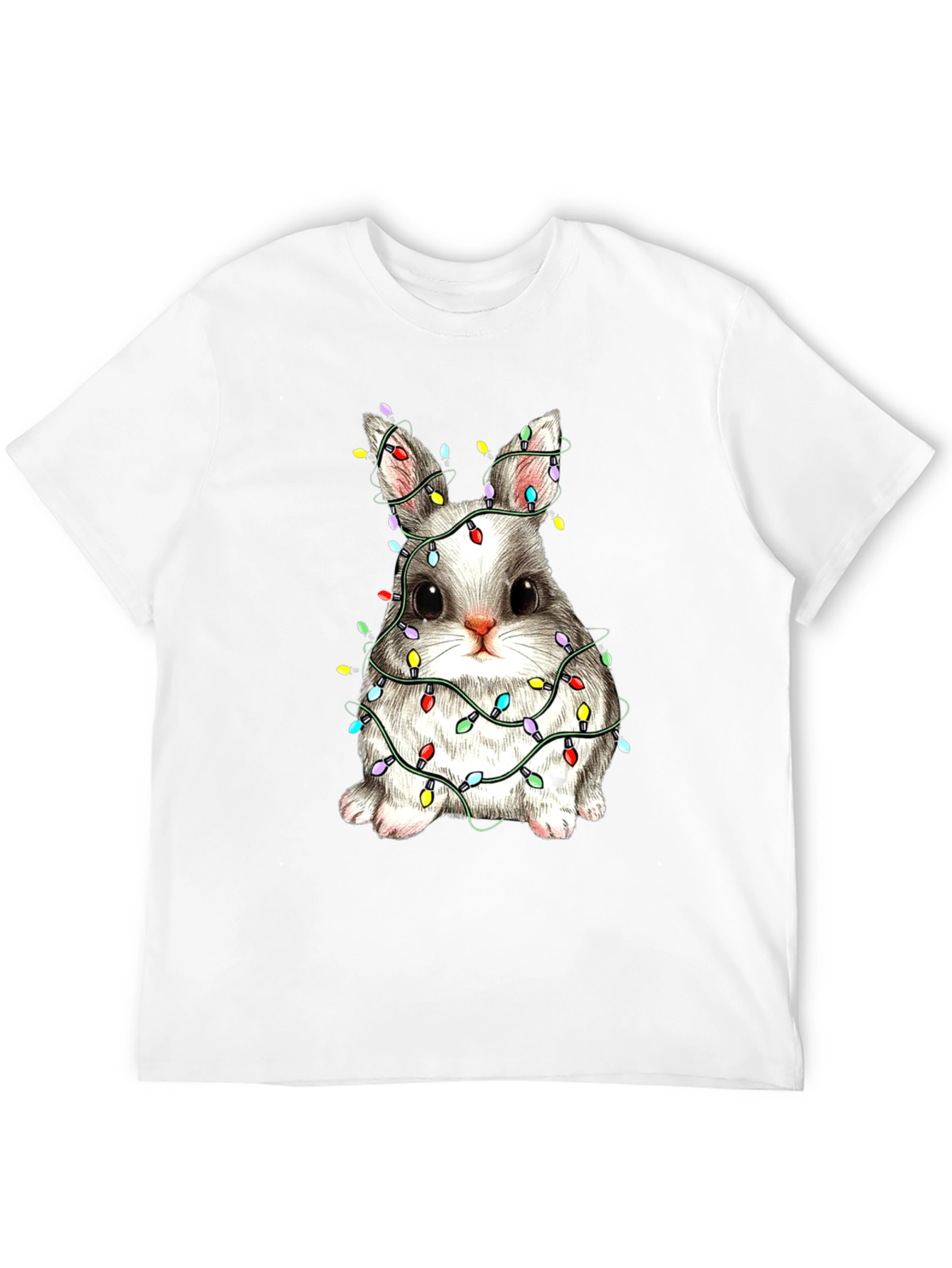 Festive Bunny T-Shirt - Holiday Lights Design