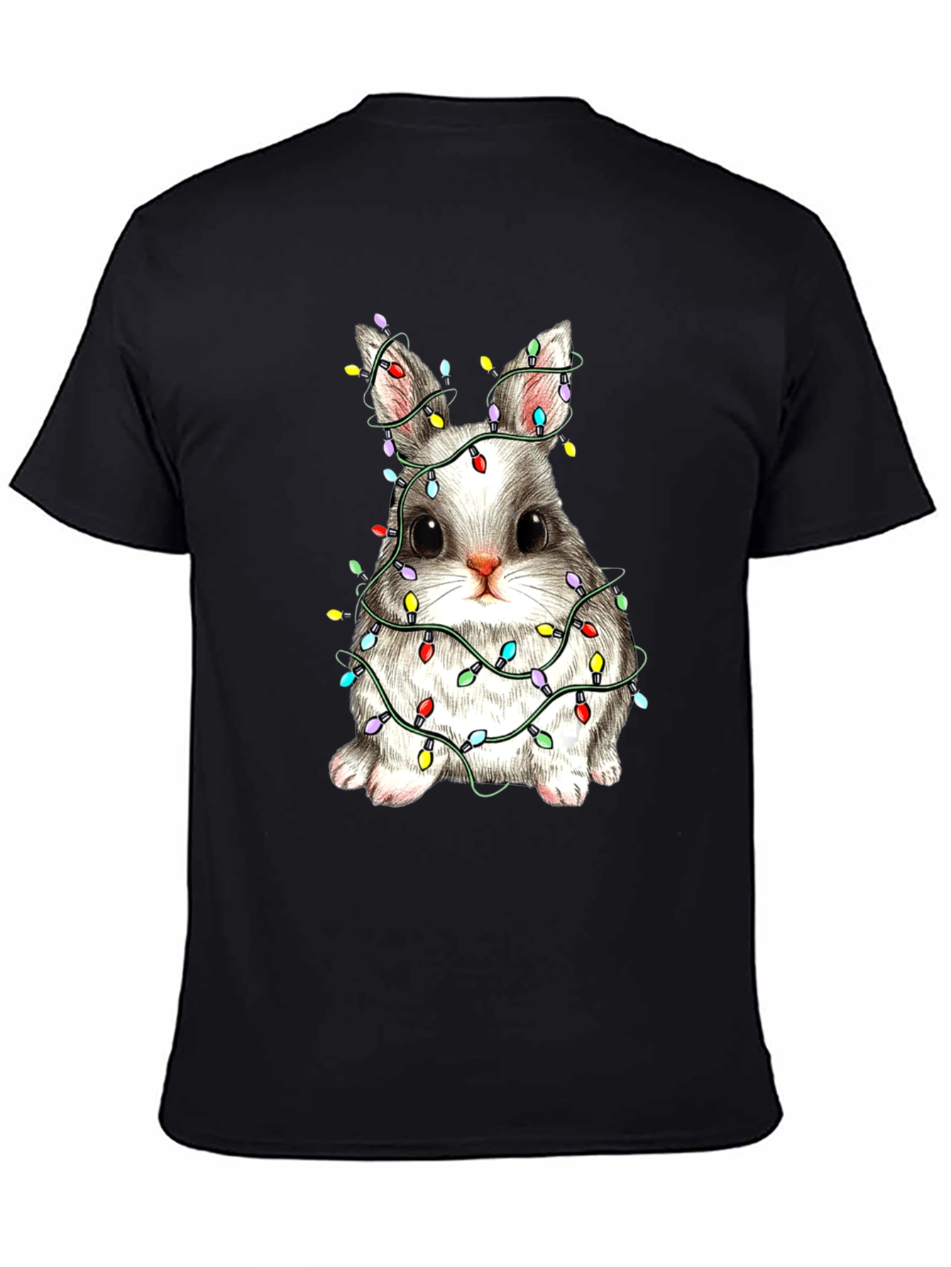Festive Bunny T-Shirt - Holiday Lights Design