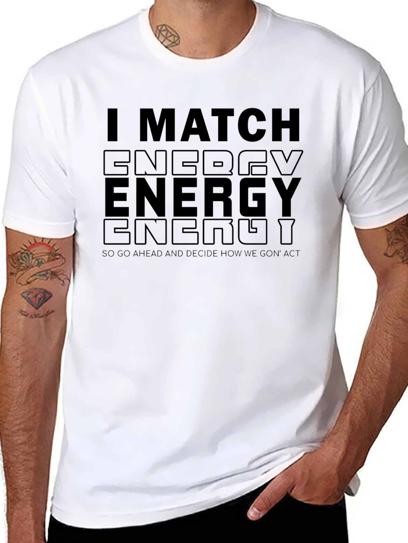 I Match Energy Black Graphic T-Shirt