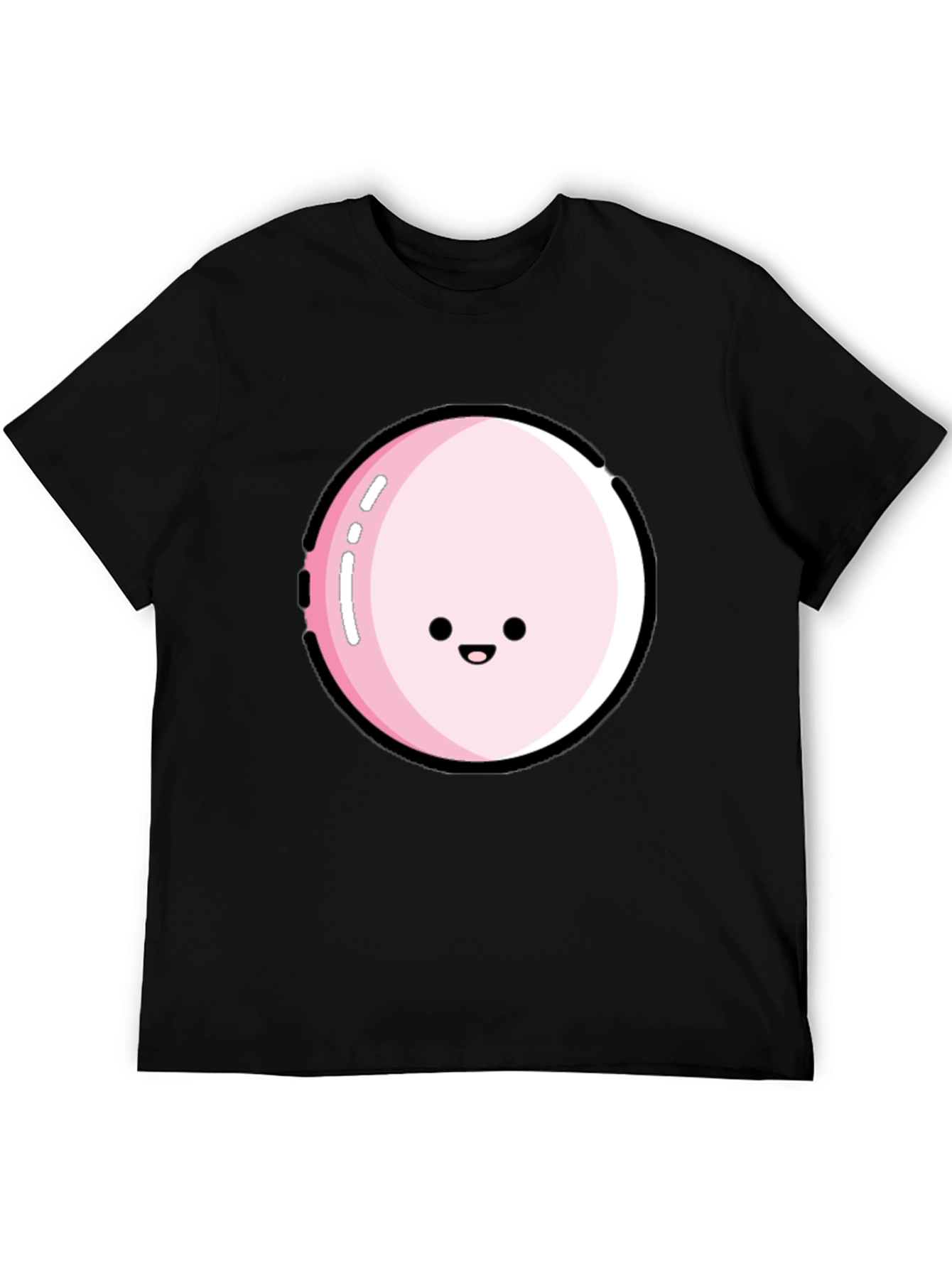 Kawaii Pink Bubble Face Black T-Shirt