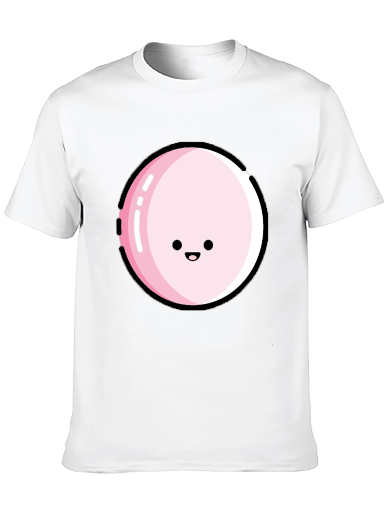 Kawaii Pink Bubble Face Black T-Shirt