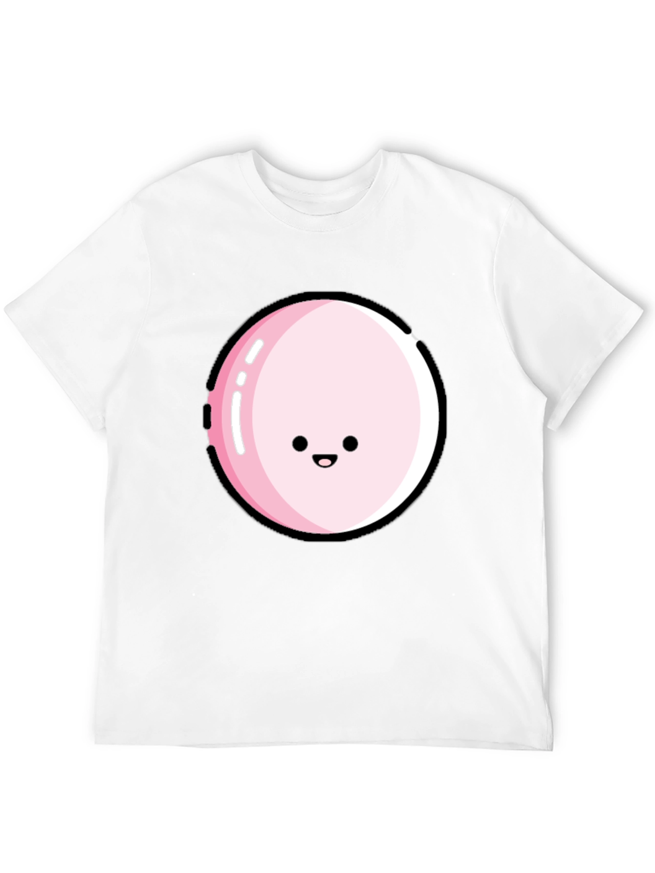 Kawaii Pink Bubble Face Black T-Shirt