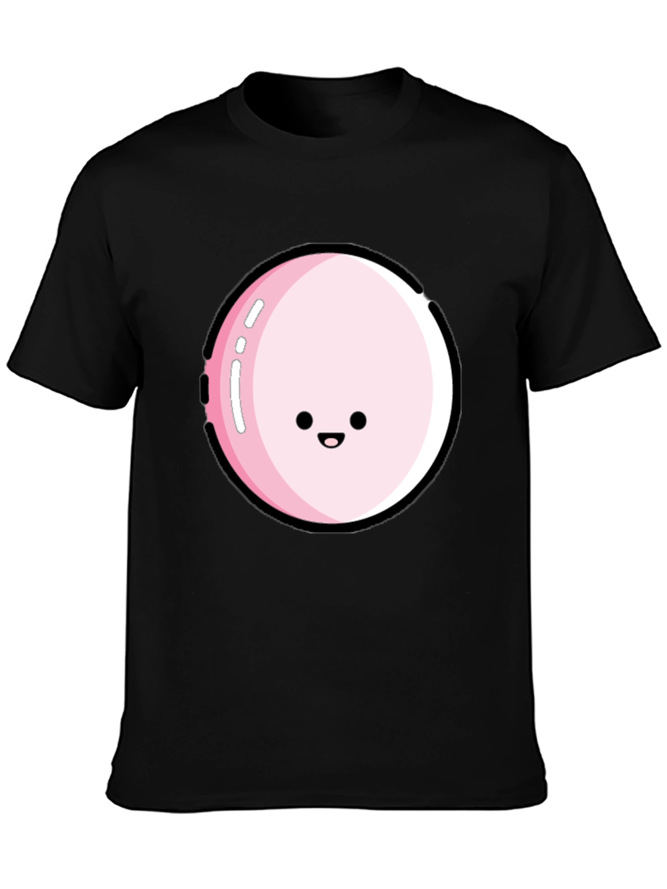 Kawaii Pink Bubble Face Black T-Shirt