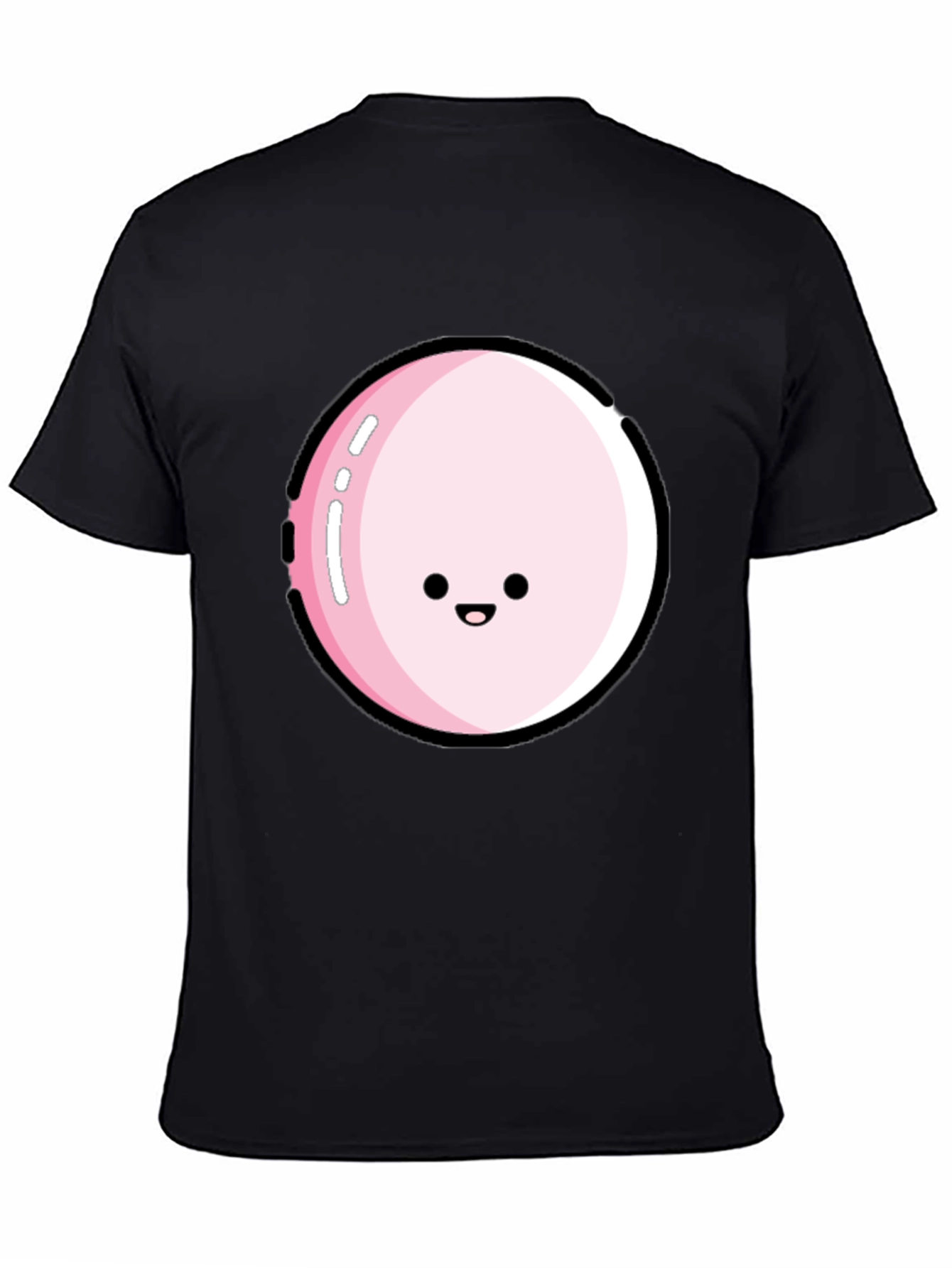 Kawaii Pink Bubble Face Black T-Shirt