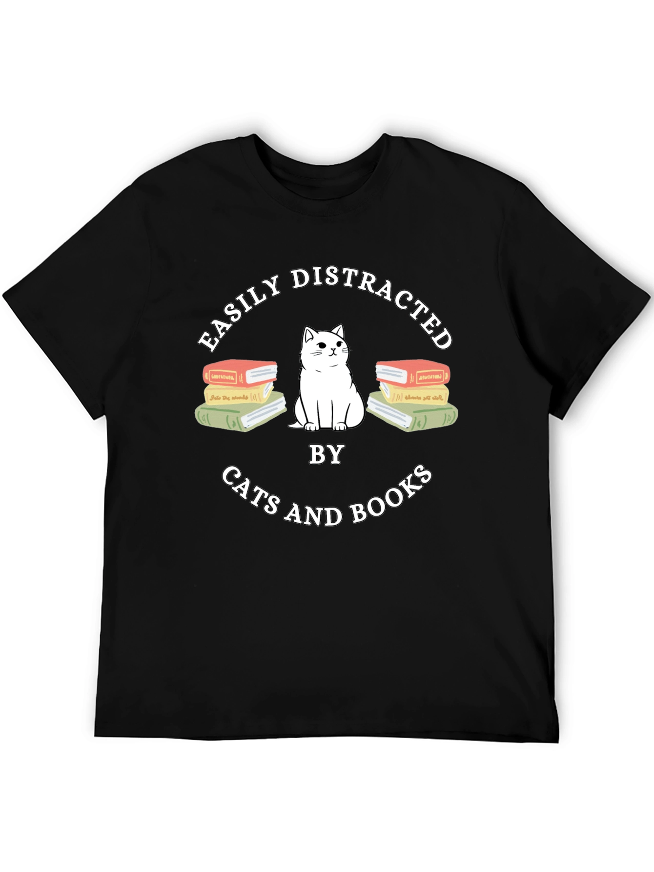 Easily Distracted by Cats and Books T-Shirt