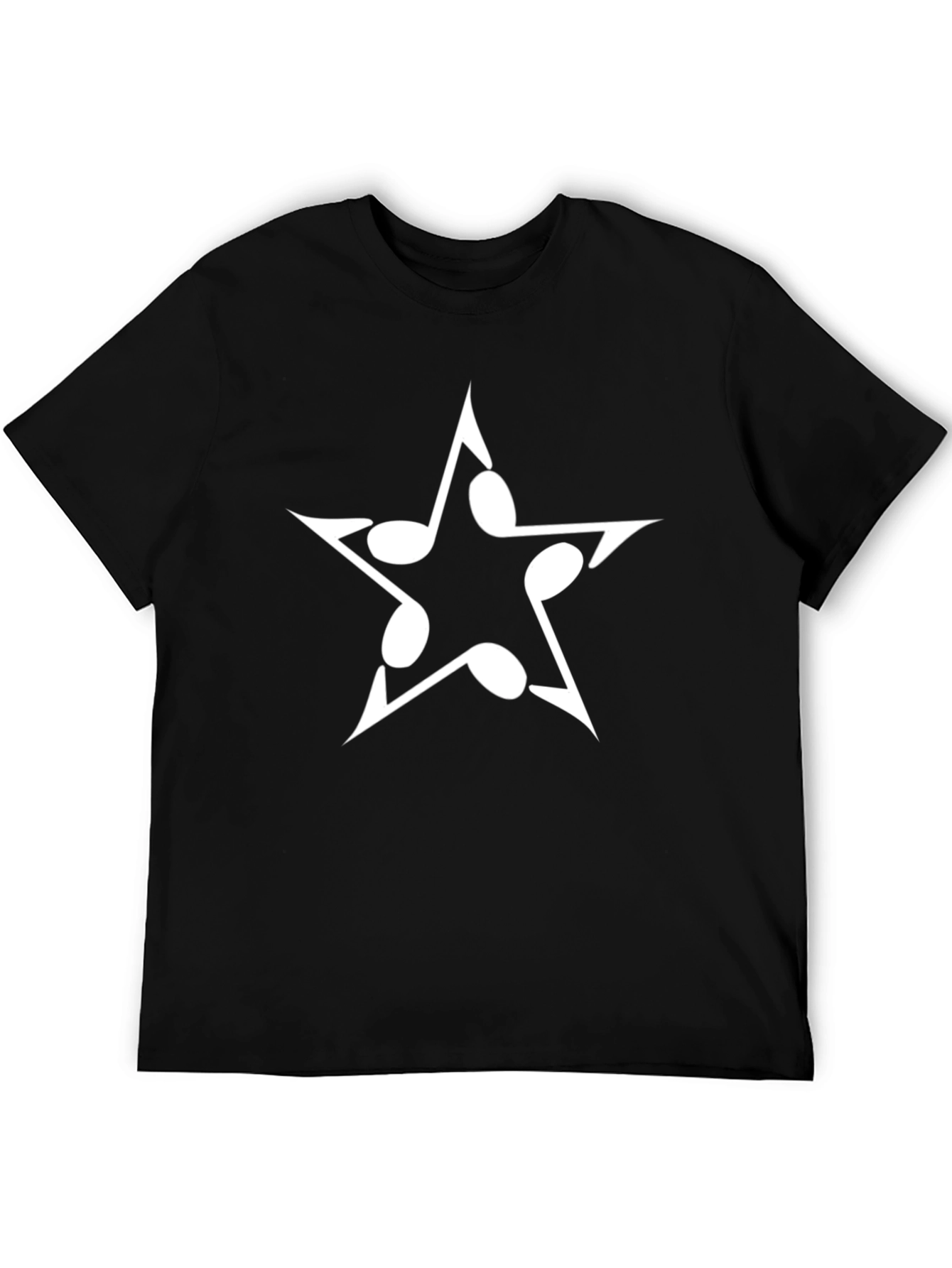 Musical Note Star Graphic Tee - Black