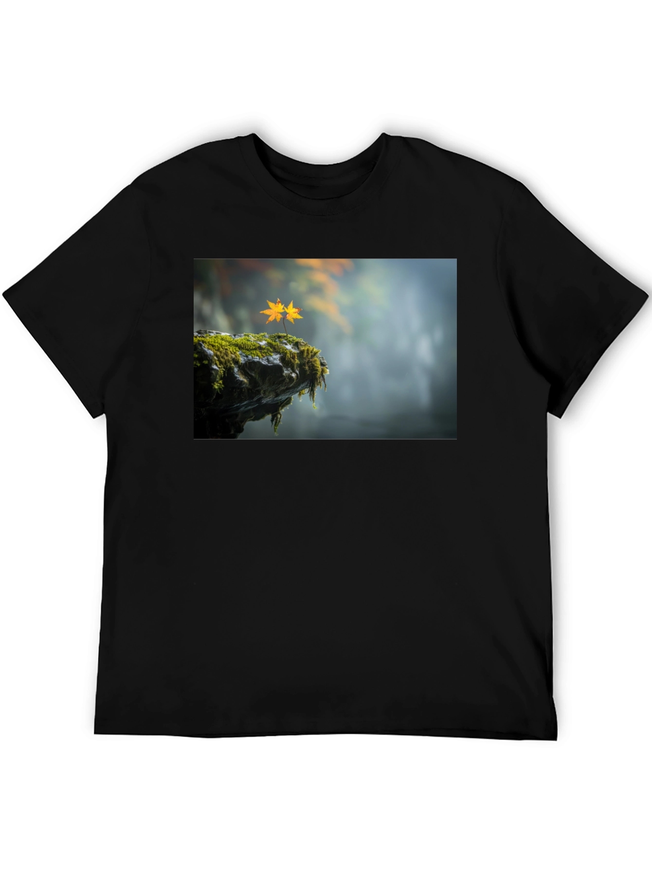 Natures Edge T-Shirt - Mossy Cliff & Maple Leaves