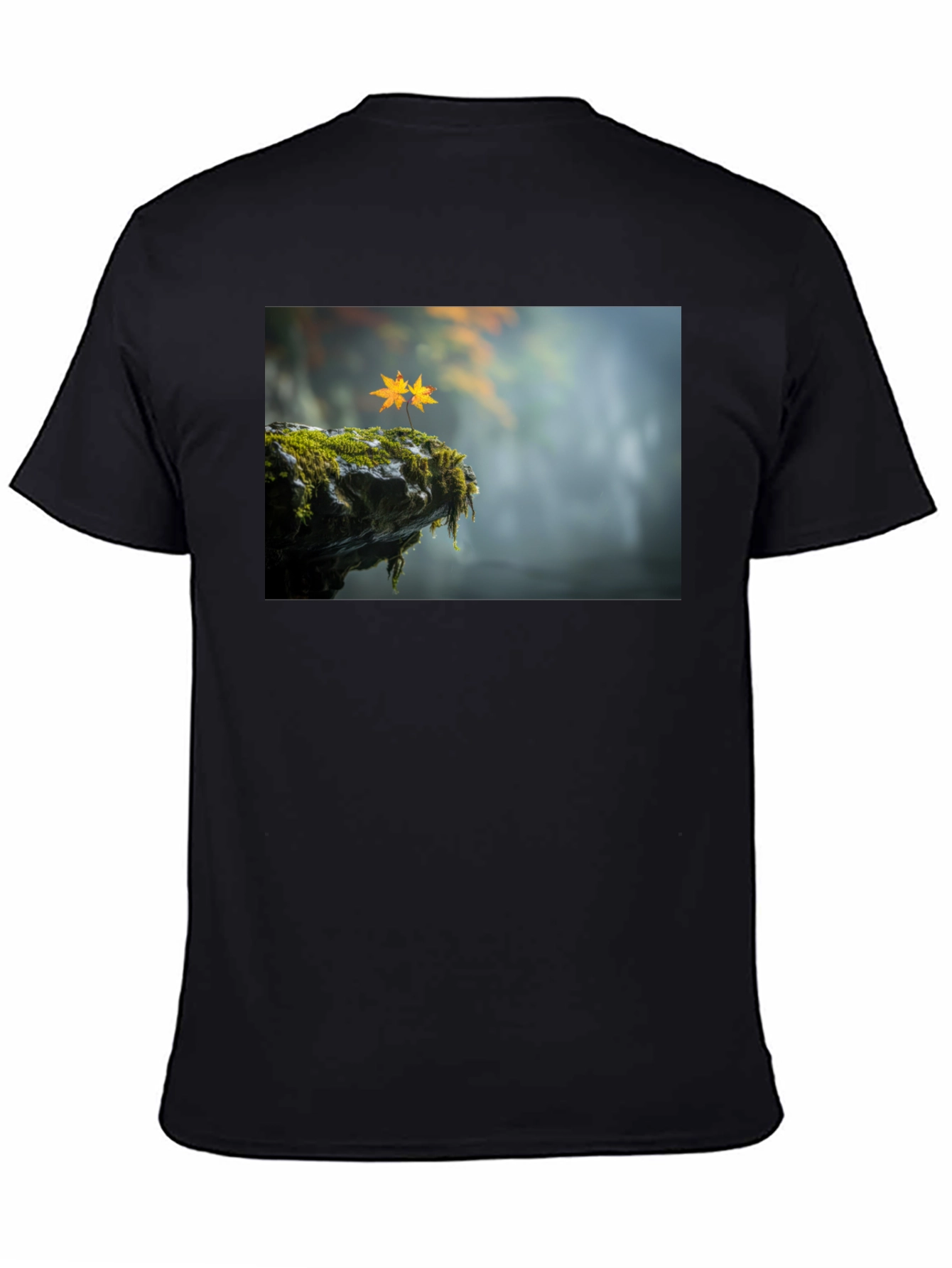 Natures Edge T-Shirt - Mossy Cliff & Maple Leaves