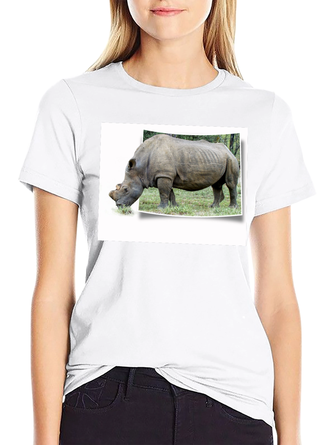 Rhinoceros Graphic Print Black T-Shirt