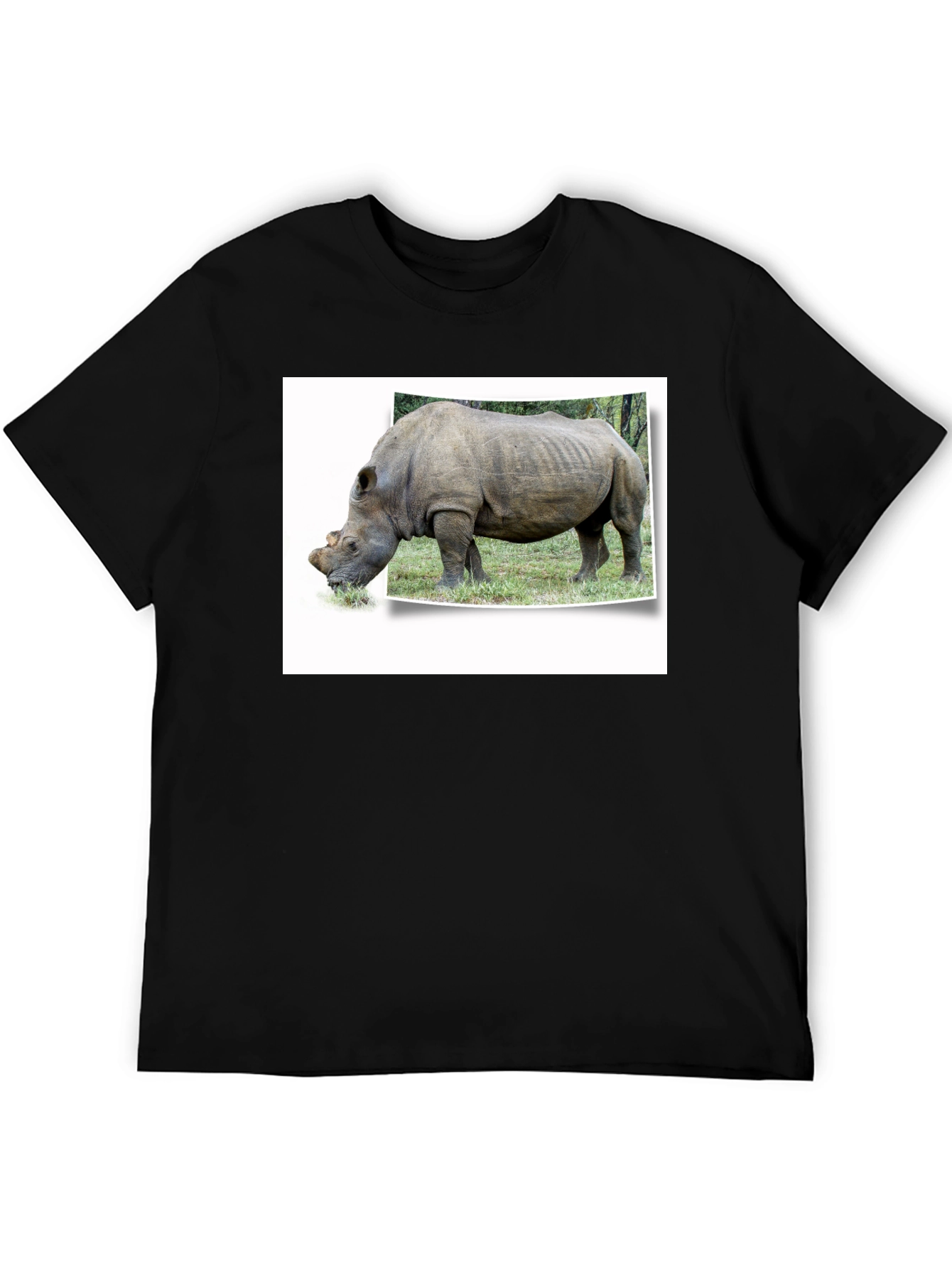 Rhinoceros Graphic Print Black T-Shirt