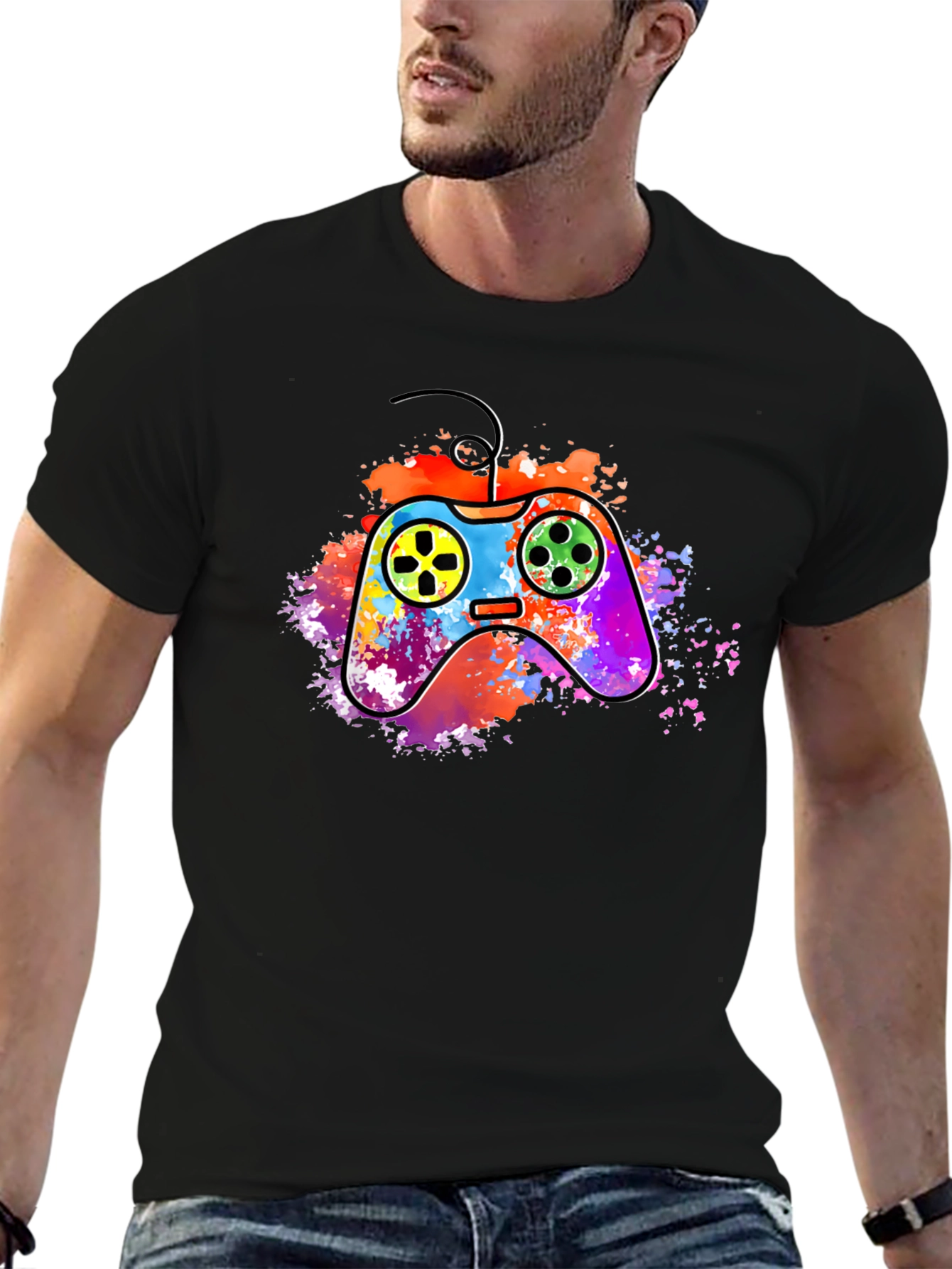 Vibrant Gaming Controller Graphic T-Shirt