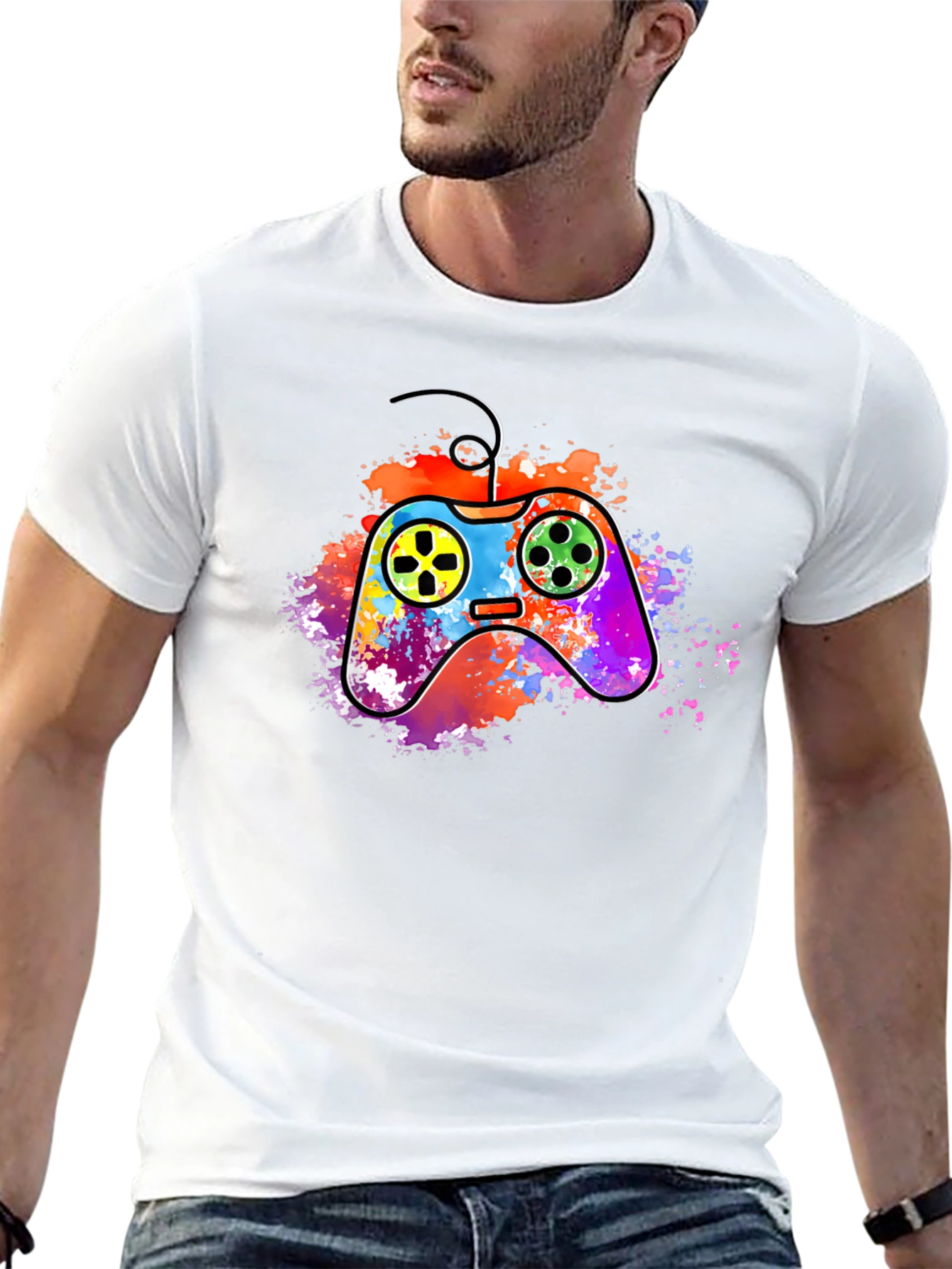 Vibrant Gaming Controller Graphic T-Shirt
