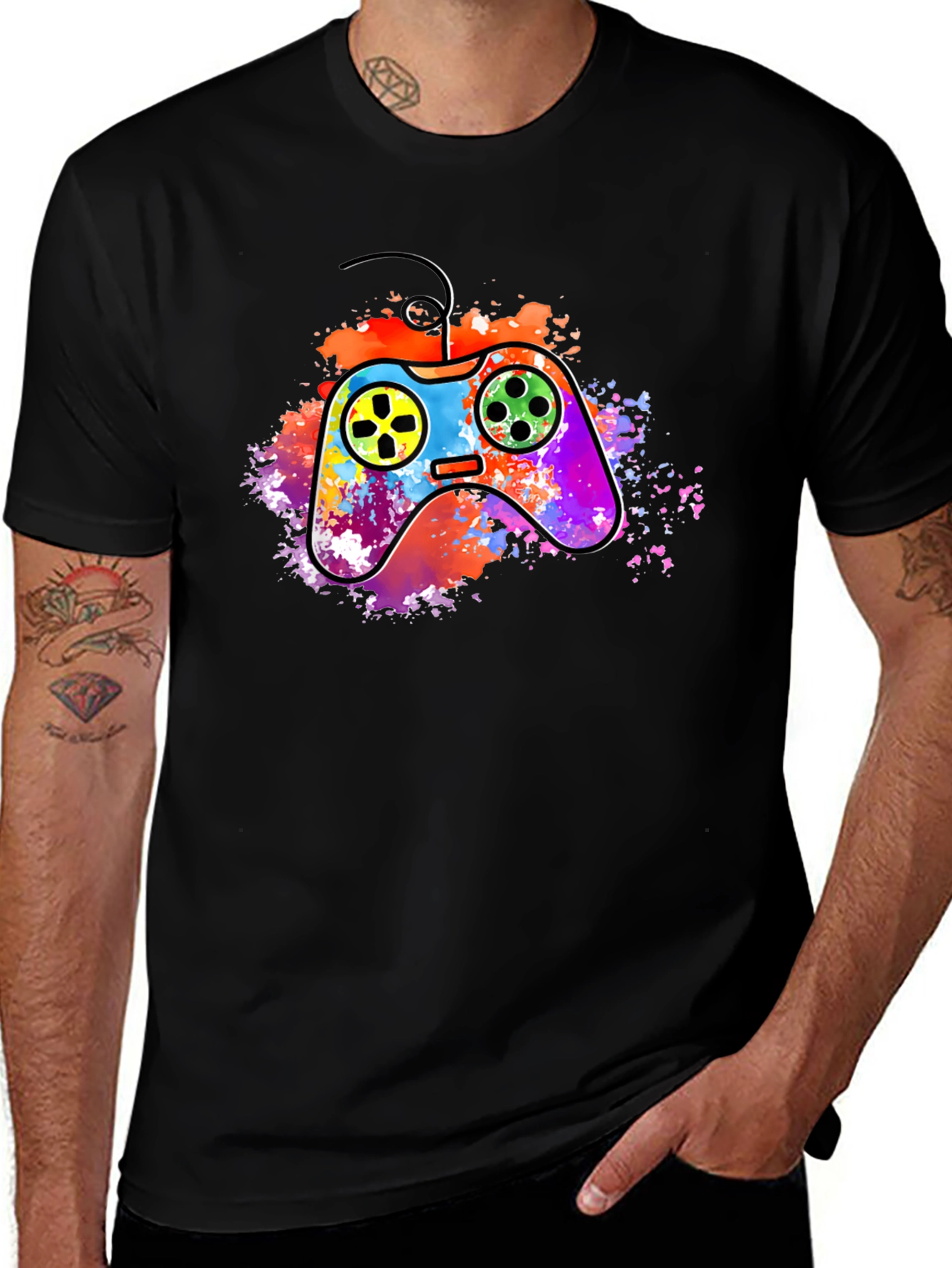 Vibrant Gaming Controller Graphic T-Shirt
