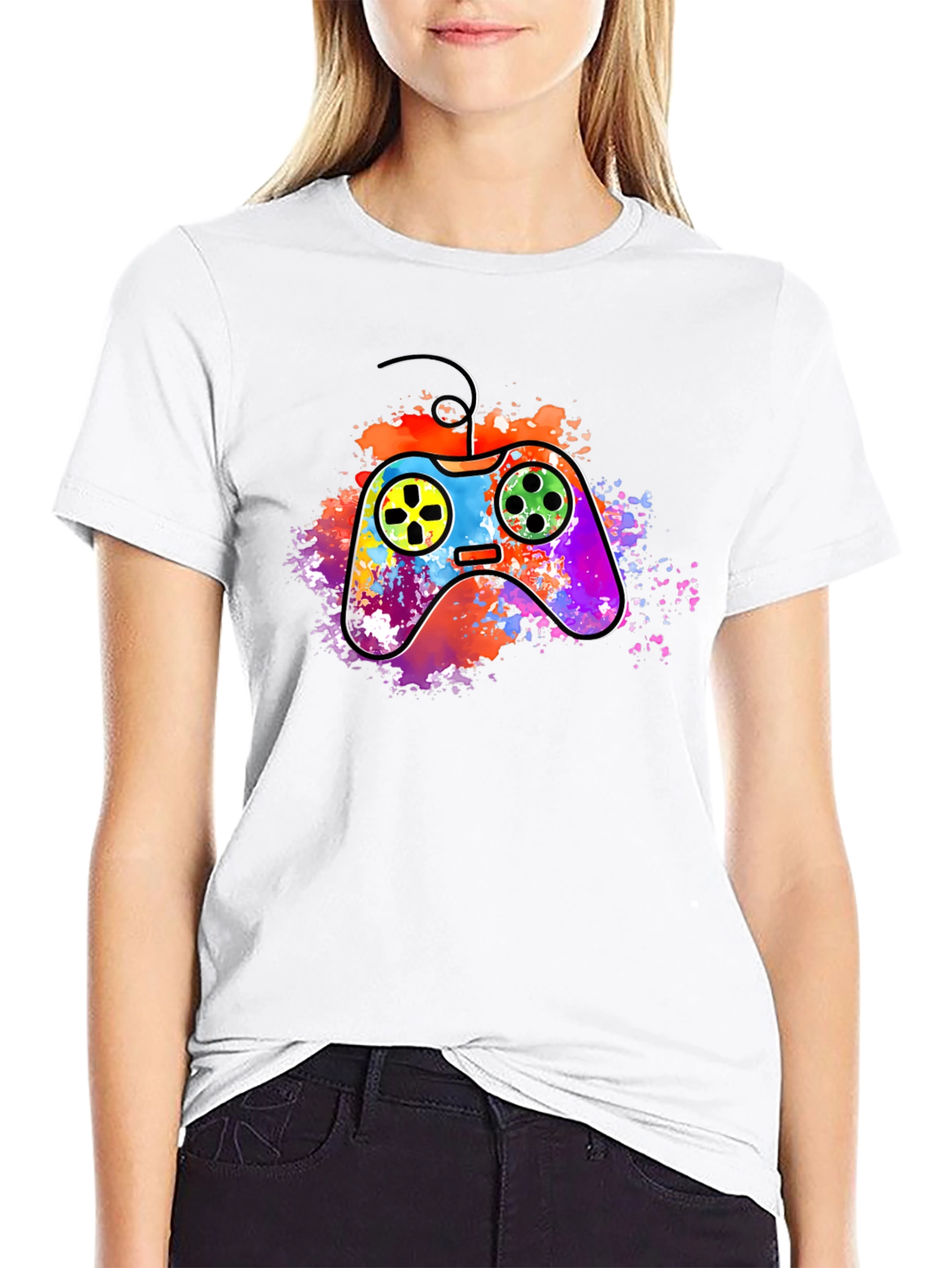Vibrant Gaming Controller Graphic T-Shirt