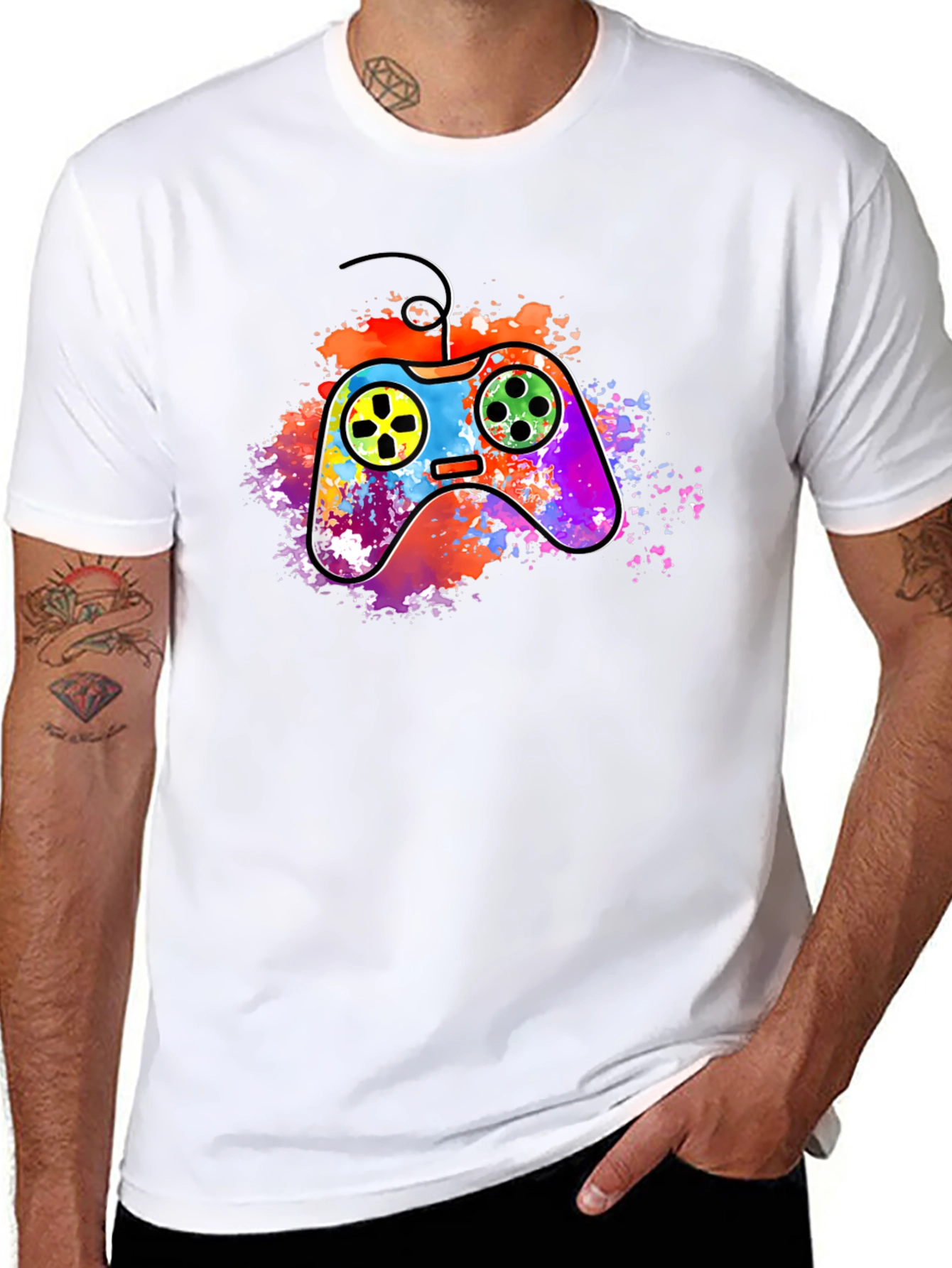 Vibrant Gaming Controller Graphic T-Shirt