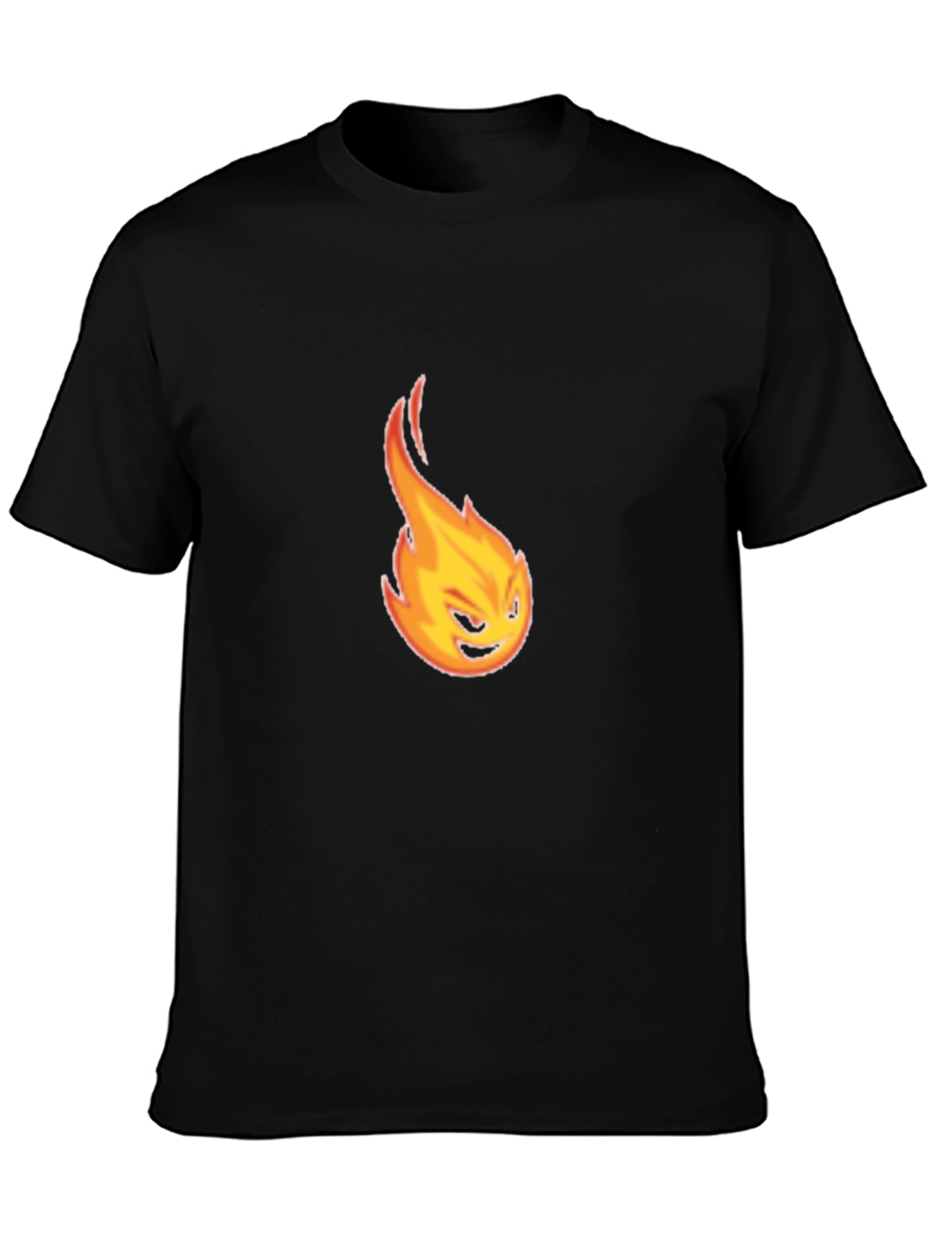 Fiery Emote Graphic Tee - Black Cotton T-Shirt