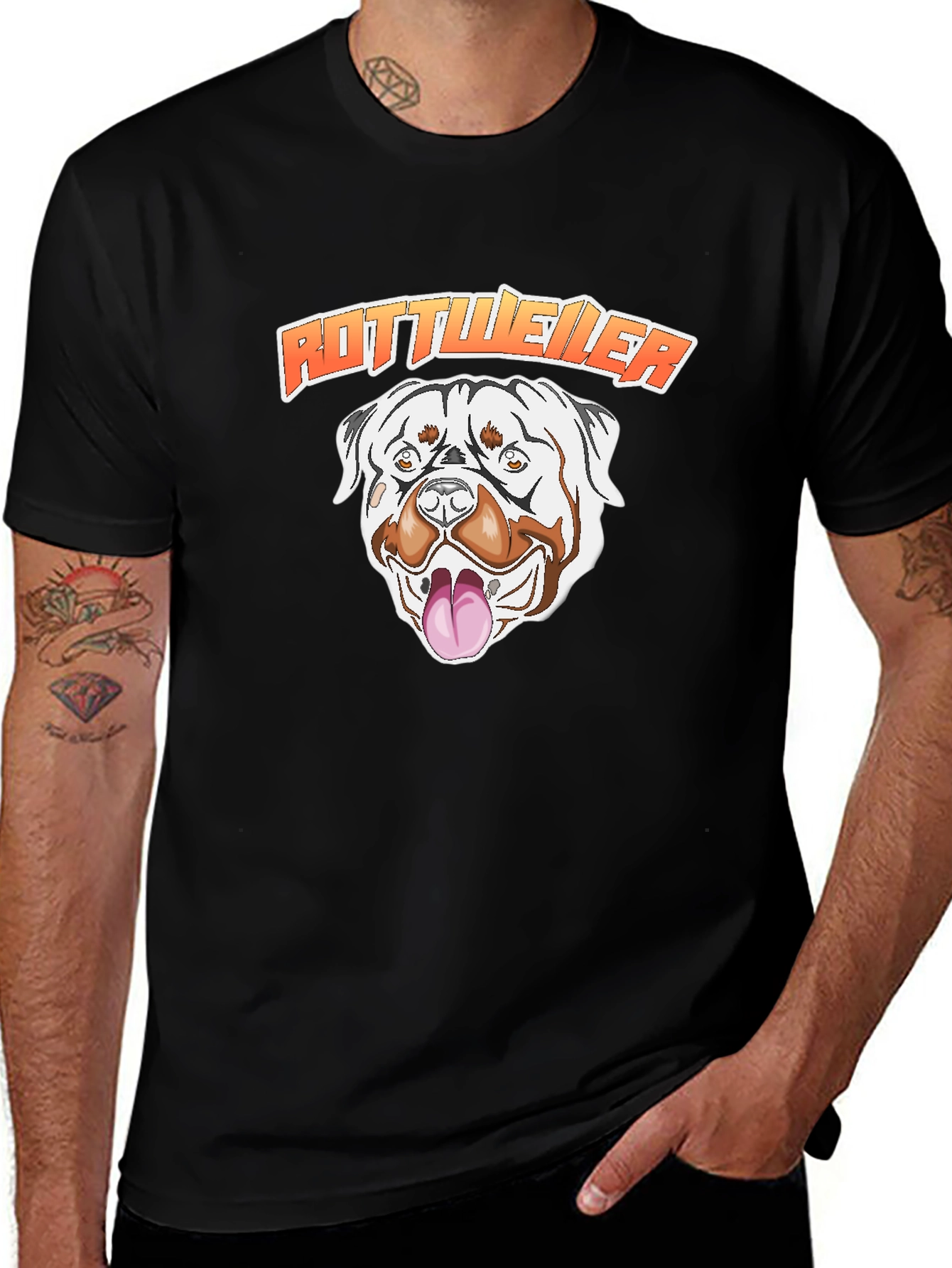 Rottweiler Dog Graphic T-Shirt - Black