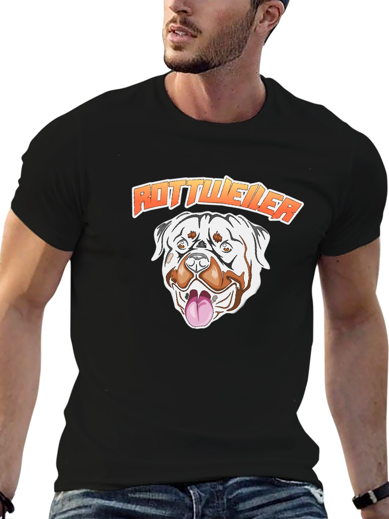 Rottweiler Dog Graphic T-Shirt - Black