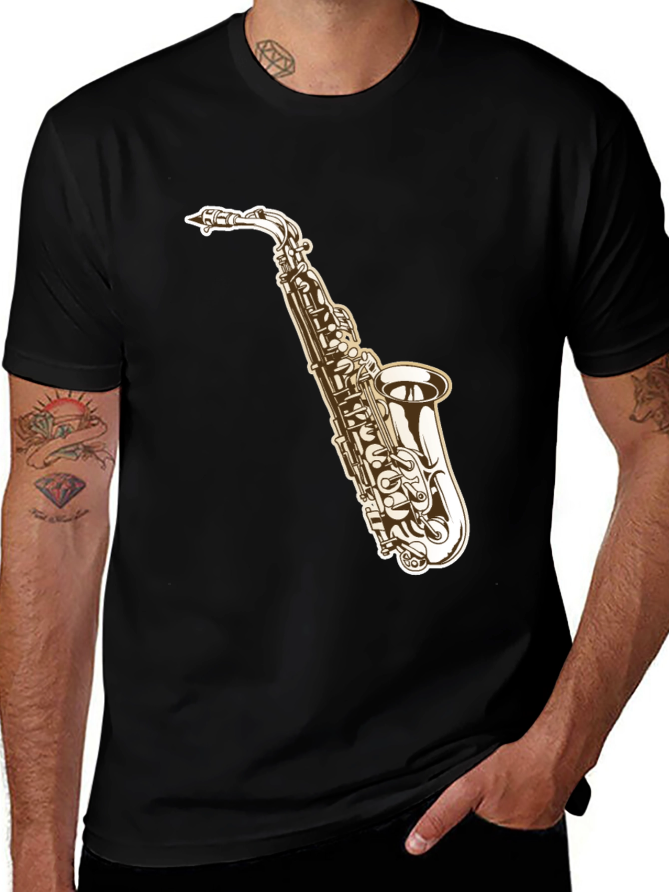 Saxophone Graphic Tee - Cool Musical Shirt