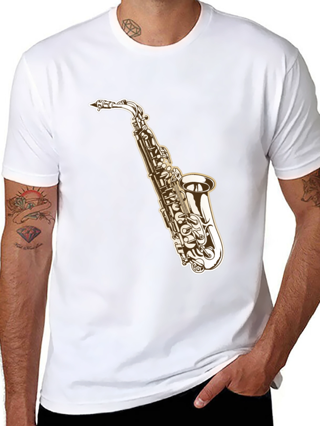 Saxophone Graphic Tee - Cool Musical Shirt
