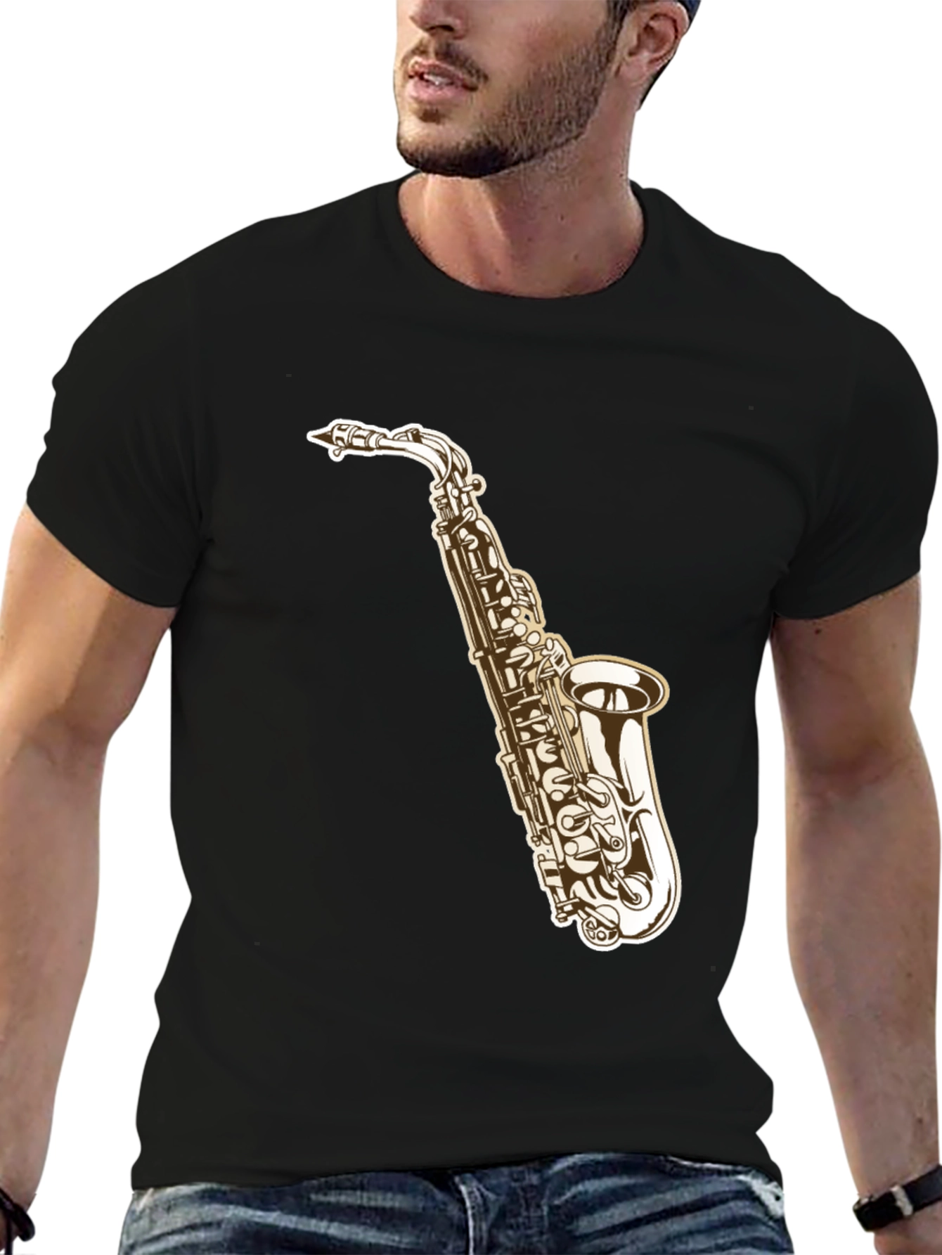 Saxophone Graphic Tee - Cool Musical Shirt