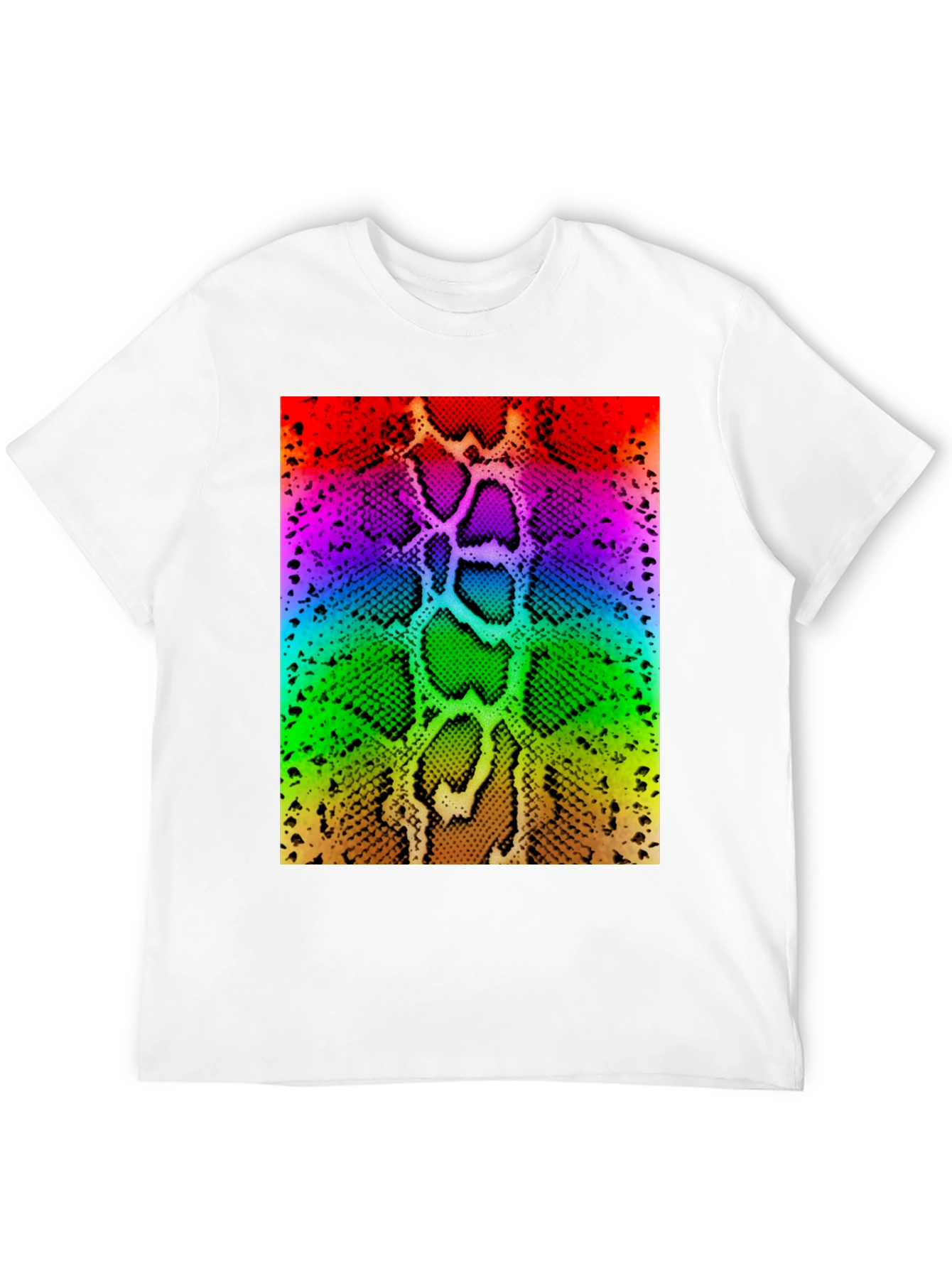 Rainbow Snake Skin Print Black T-Shirt