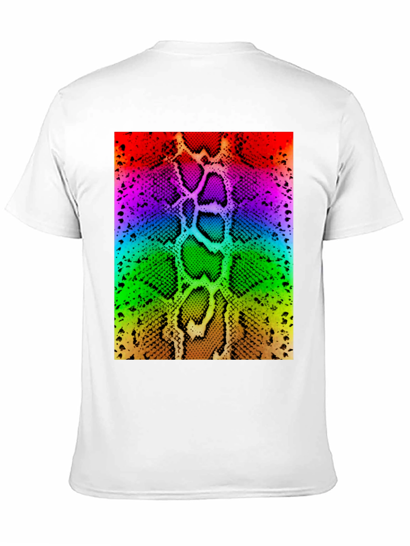 Rainbow Snake Skin Print Black T-Shirt