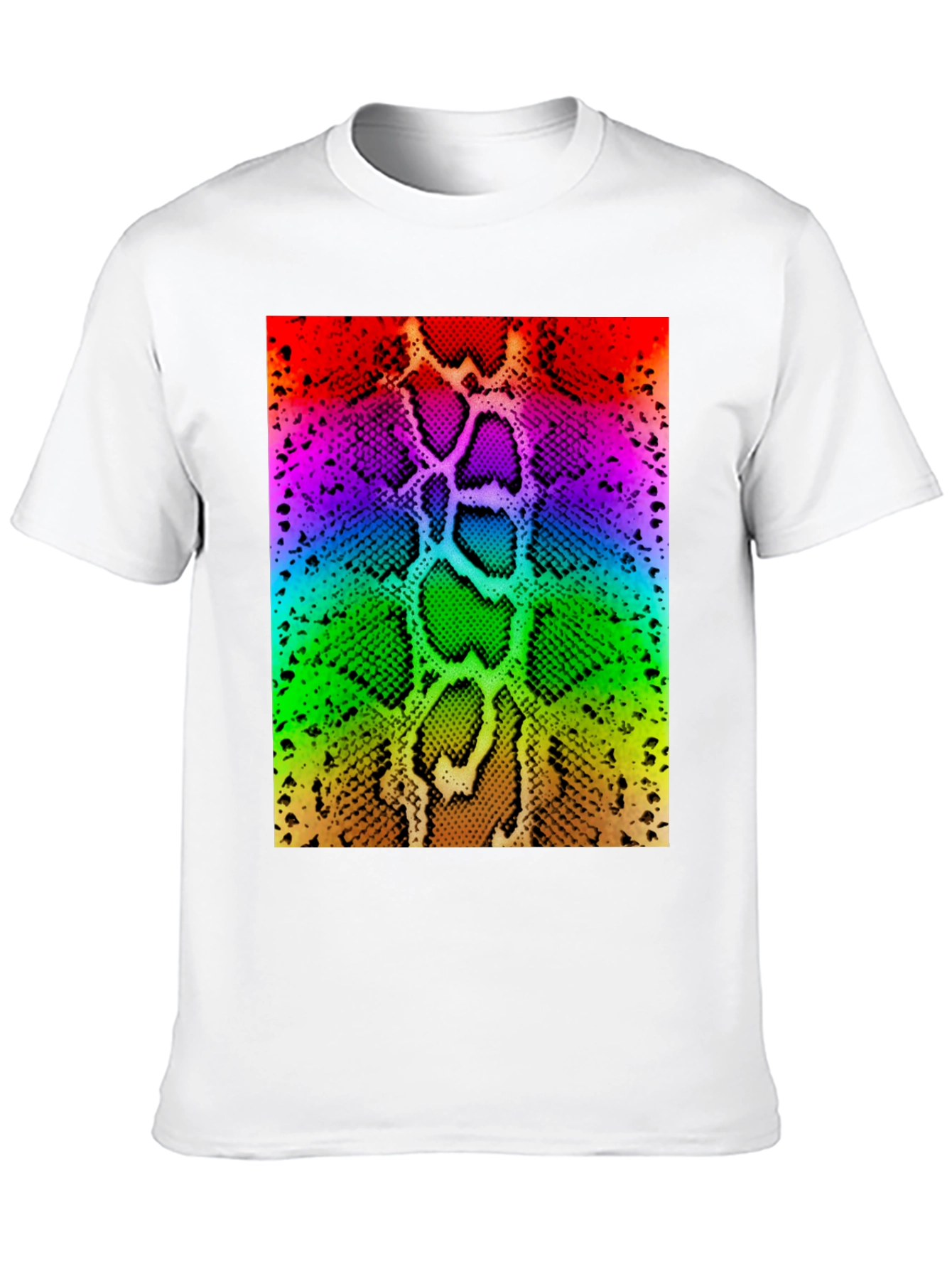 Rainbow Snake Skin Print Black T-Shirt