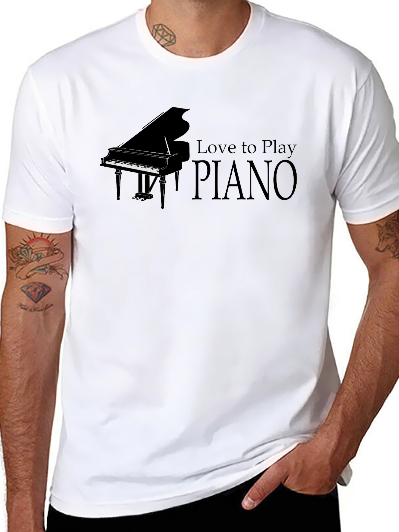 Love to Play Piano Black T-Shirt