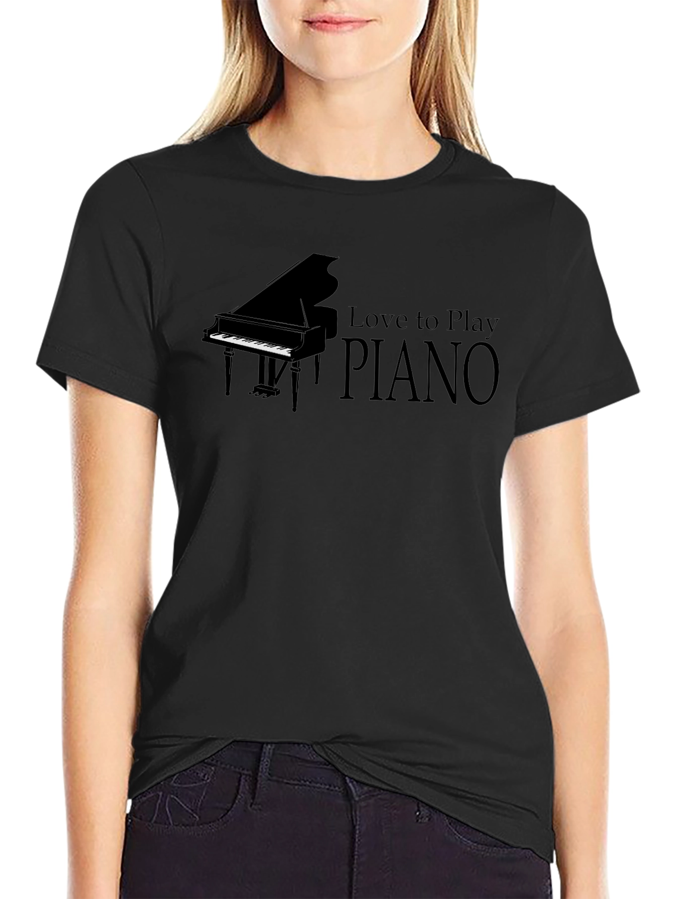 Love to Play Piano Black T-Shirt