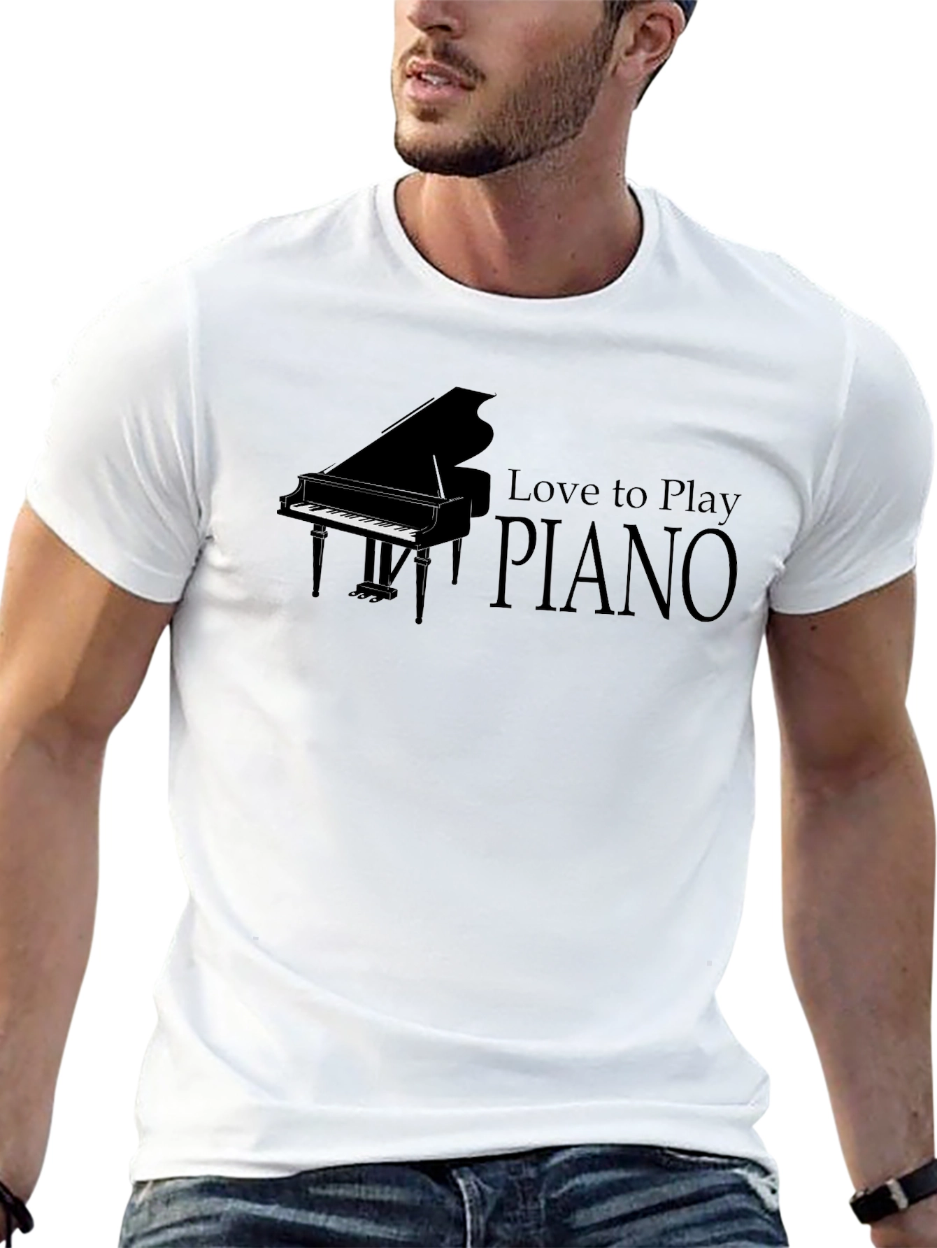 Love to Play Piano Black T-Shirt