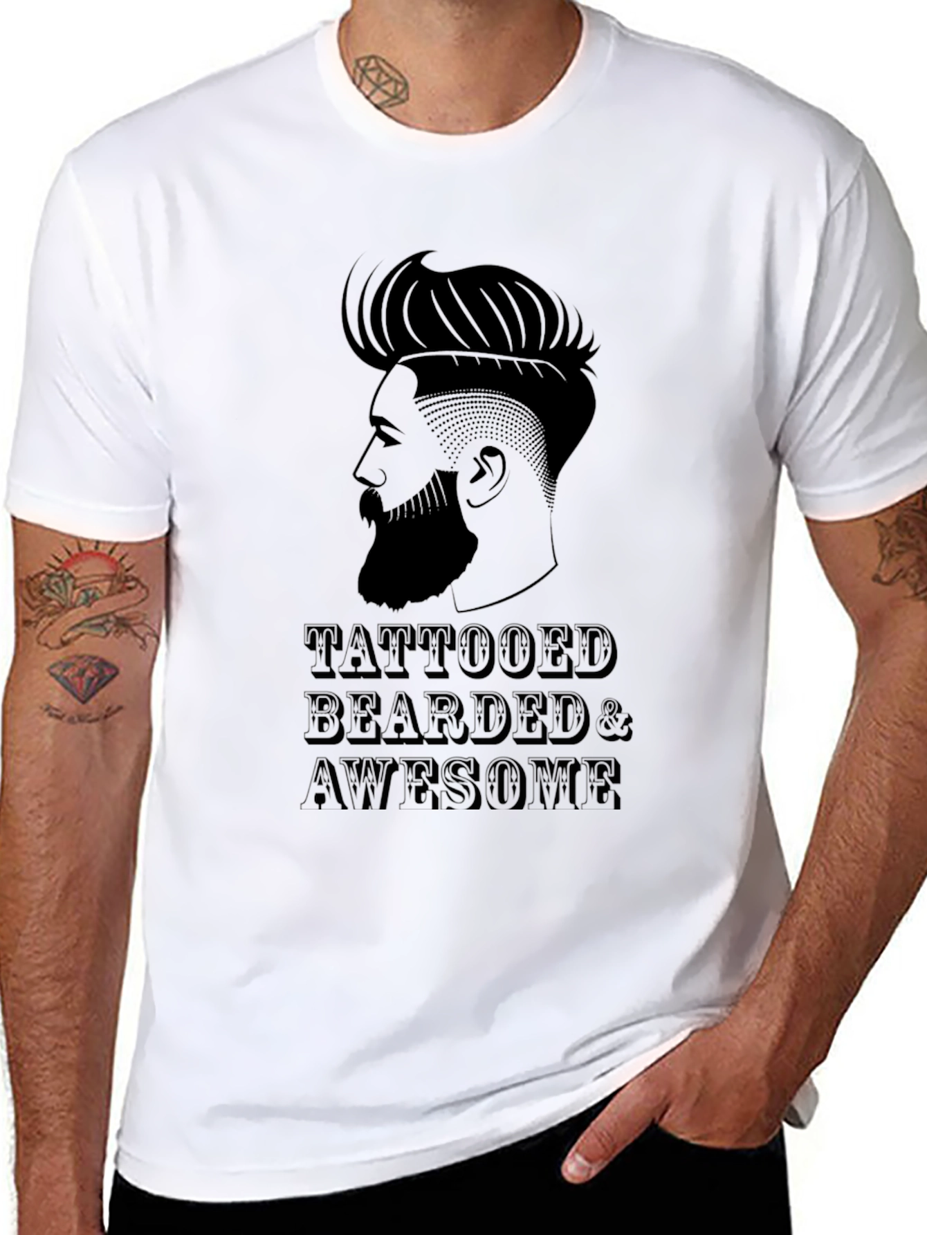 Tattooed Bearded & Awesome Black T-Shirt